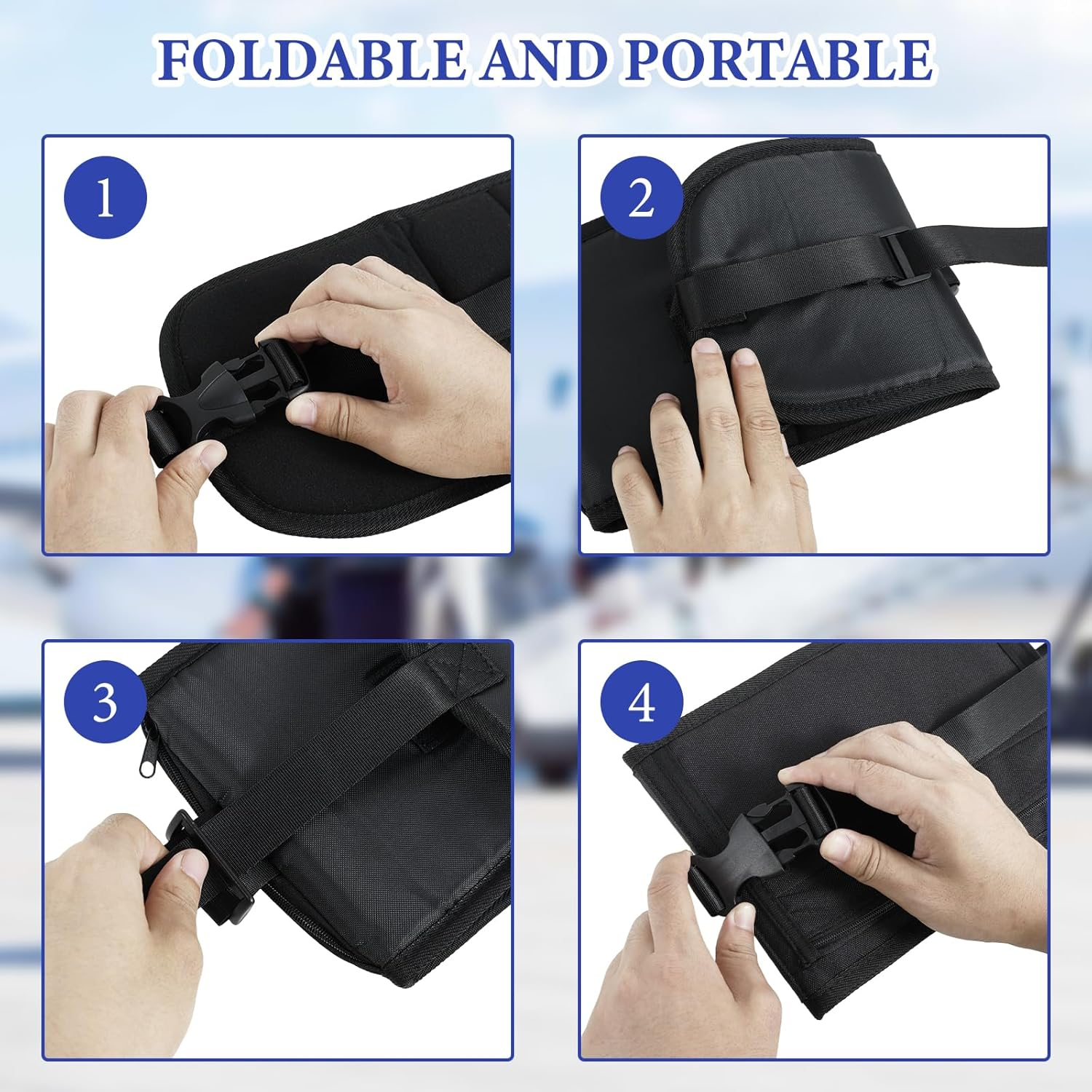 ZFLYCANP Airplane Foot Hammock with Support, Portable Base Designed Foot Hammock with Storage Bag, Perfect Foot Rest for Long Flight Plane Trip image number 4