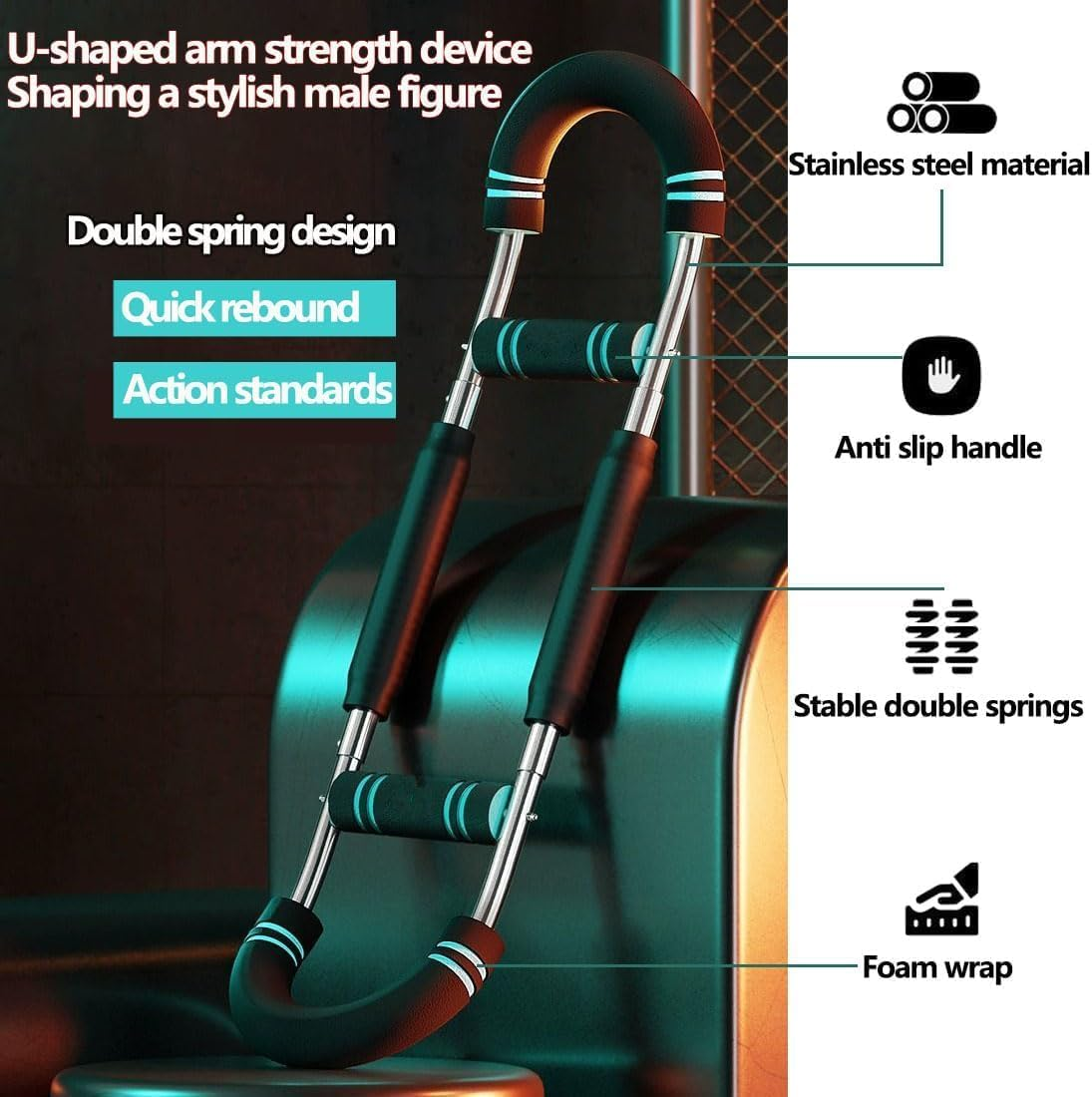 Twister Arm Trainer, Adjustable Spring Fitness Bar, Chest Exercise Equipment, Forearm Triceps Chest Enhancement Exerciser, Portable Home Fitness Equipment (U60-100 Lbs Set) image number 1