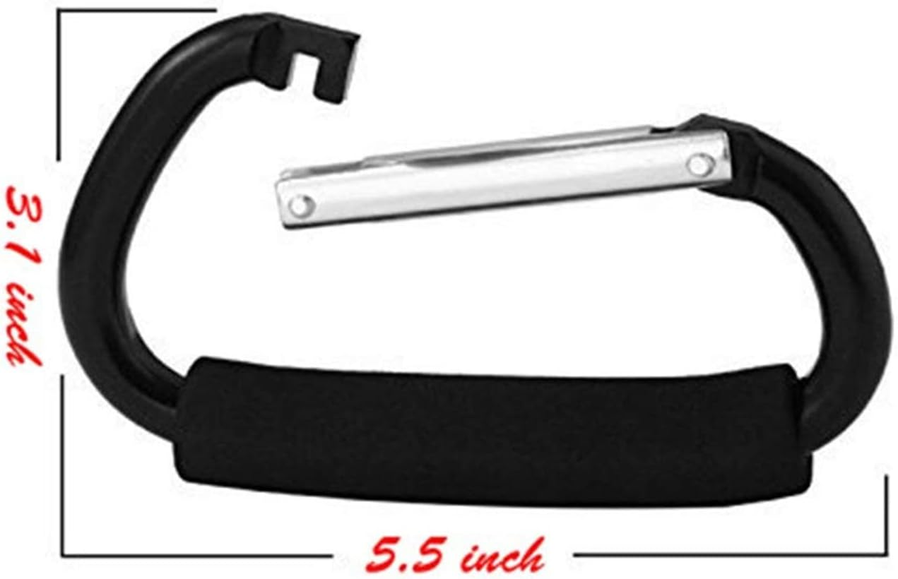 2 Packs Large Stroller Hooks, Aluminum Grocery Bag Handle Organizer Hook or Diaper Bags Holder- Black image number 4