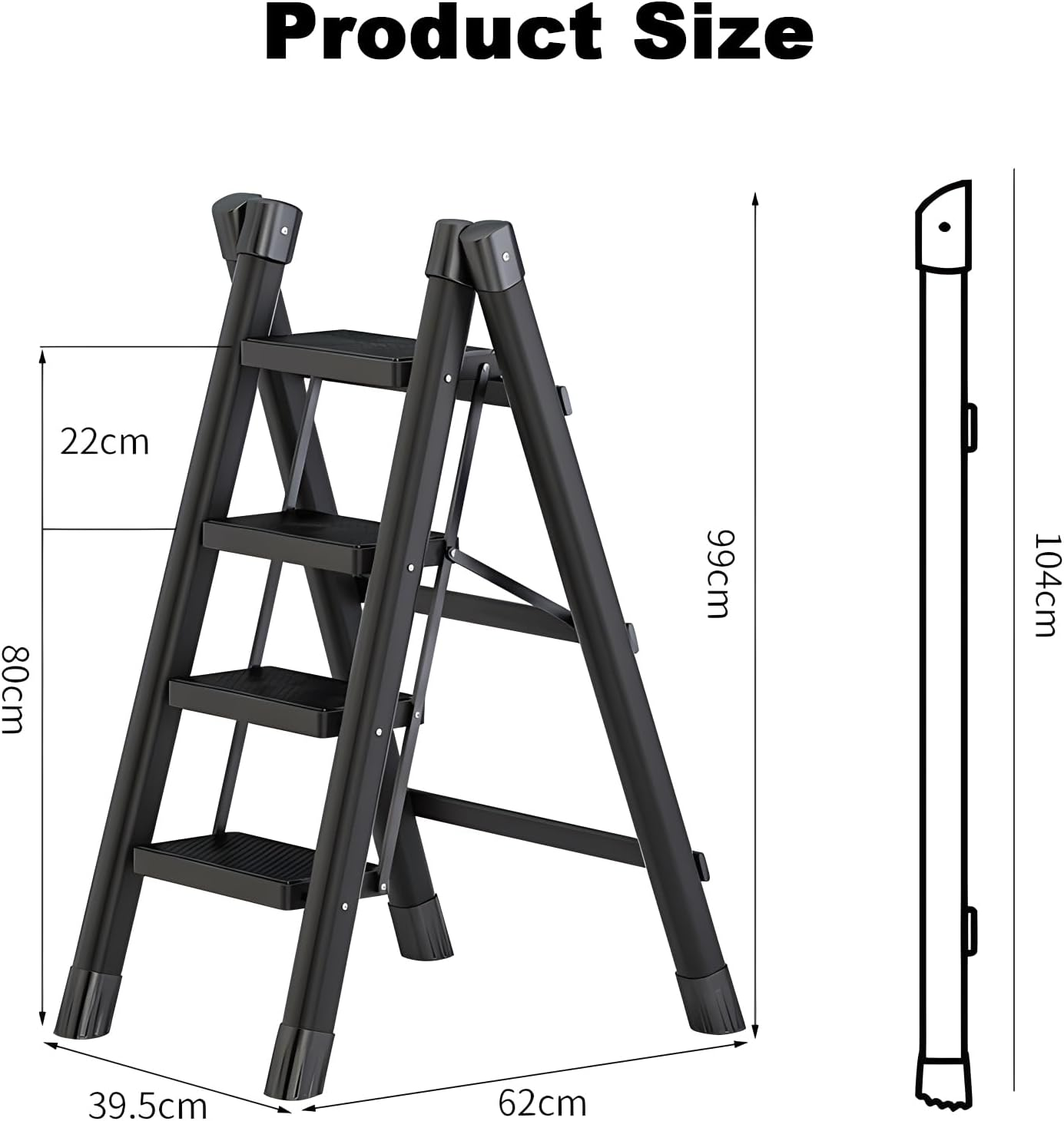 4 Step Ladder,Folding Step Stool with Wide Anti-Slip Pedal,330 Lbs Portable Sturdy Steel Ladder for Your Kitchen, Pantry, Closets, Office, Space Saving (4 Step Ladder) image number 6