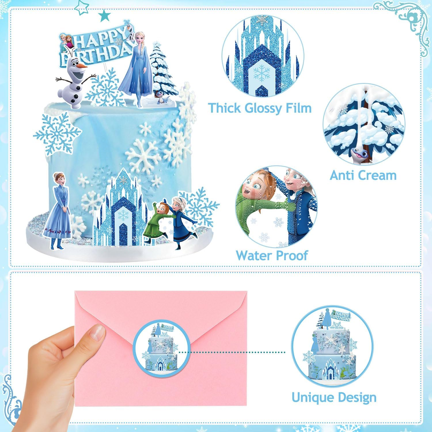 Lahe Frozen Cake Decoration, Happy Birthday Cake Decoration, Frozen Birthday Decoration Girls Cake Topper Birthday Set for Party Decoration for Children Cake Decoration (Pack of 10) - Cartoon Mouse-B image number 3