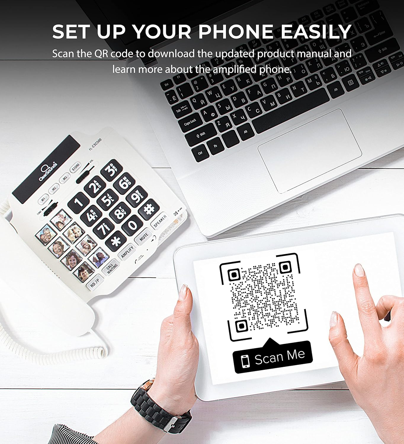 Clearsounds CSC500 Amplified Landline Phone with Speakerphone and Photo Frame Buttons - up to 40Db Amplification, T-Coil Hearing Aid Compatible image number 5