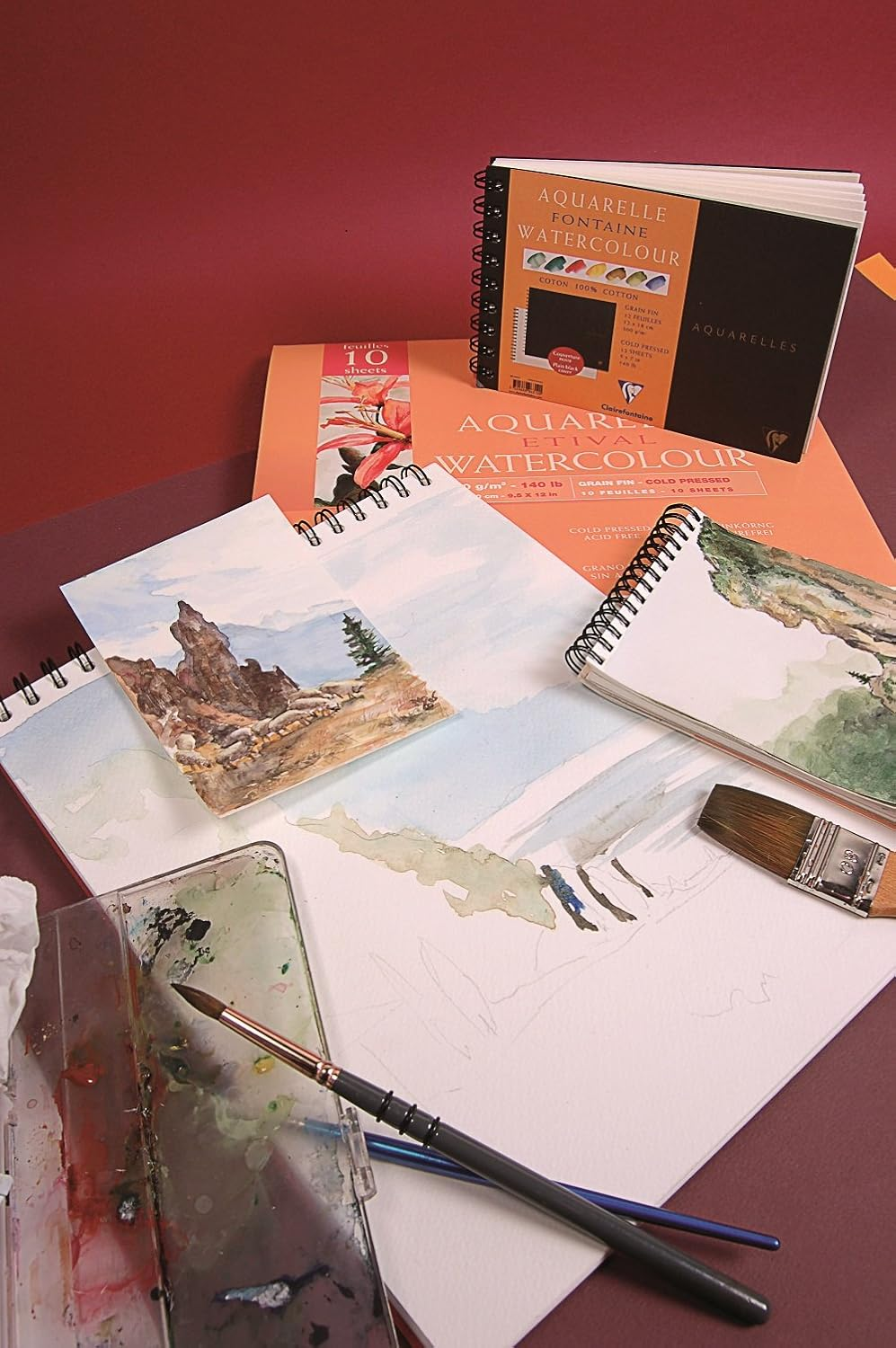 Clairefontaine Etival Spiral Watercolour Pad, 300Gsm, Torchon, 30 X 40 Cm image number 6