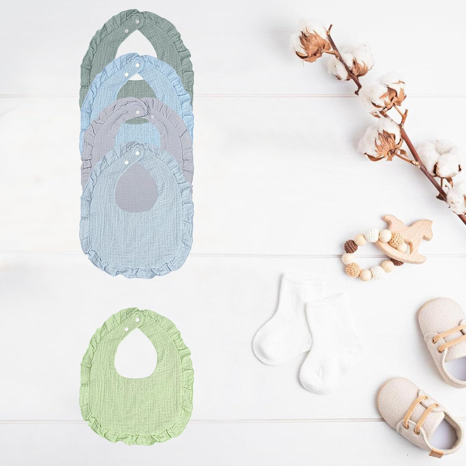 Baby Muslin Bibs Soft Cotton Doorling Bibs Adiustable Baby Bandana Bibs Teething Bibs for Boys and Girls image number 1