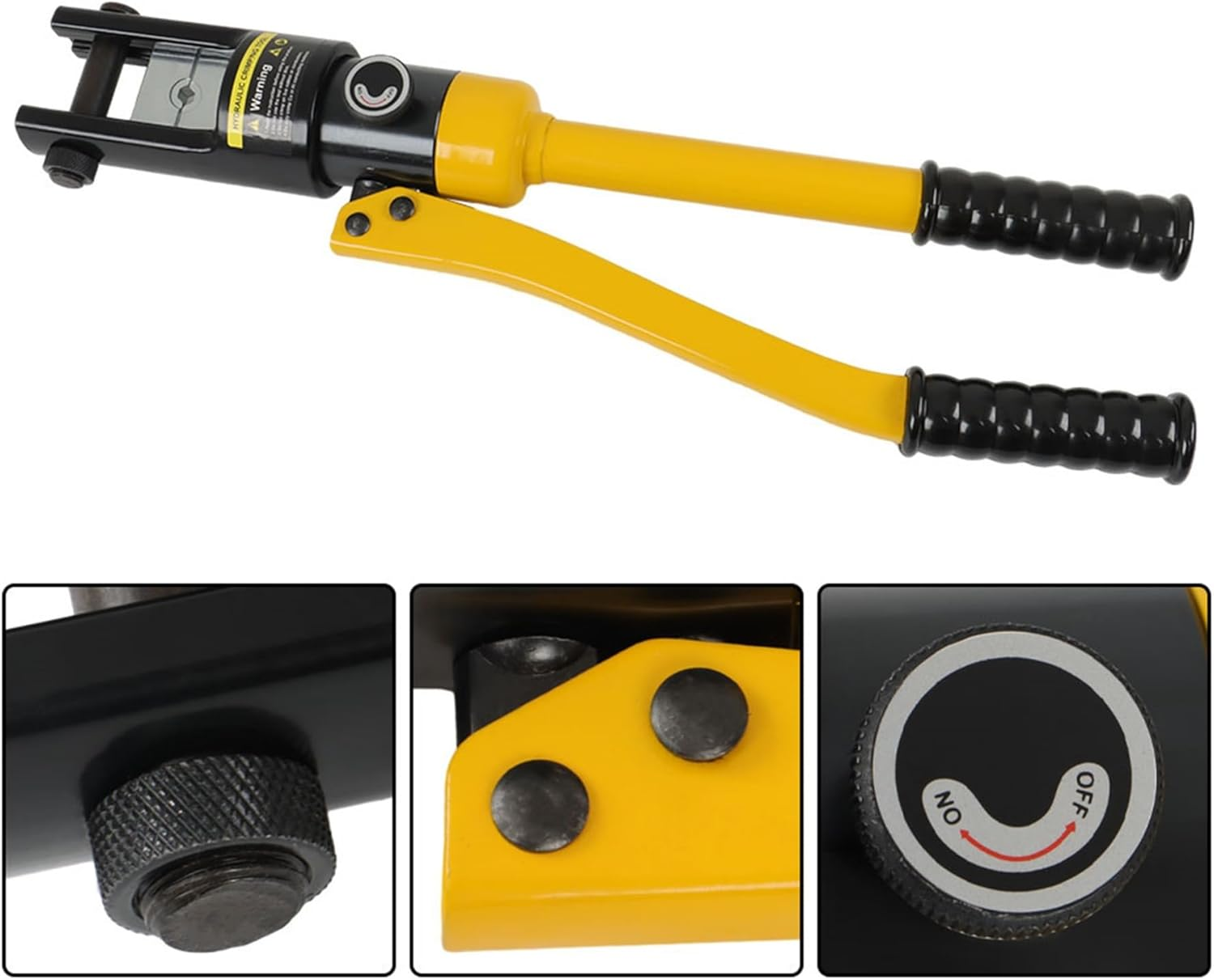 16T Hydraulic Battery Cable Crimper Tool Kit with 11 Interchangeable Dies for Wire Terminals and Lugs image number 3