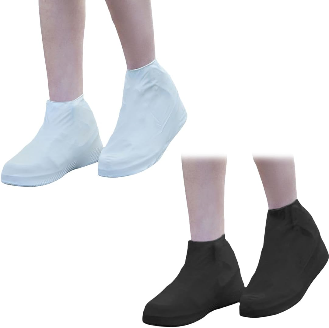 NHPY 2 Pairs of Shoe Covers Waterproof Shoe Covers Reusable Rain Cover Shoes Shoe Covers Rain L, Black, A