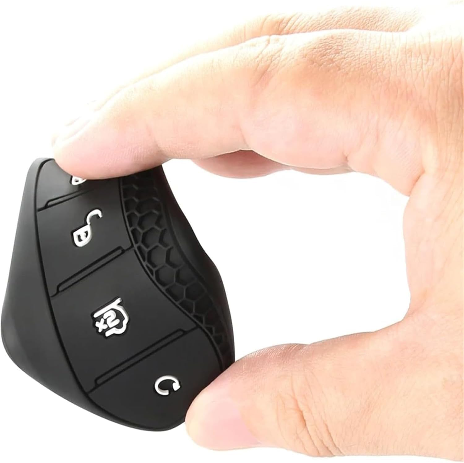 BYD Key Case, Honeycomb Texture Silicone Remote Control Key Cover with Metal Leather Lanyard for BYD ATTO 3/Dolphin/Seal/Sealion 6/Shark 6/Sealion 7 (Black) image number 1