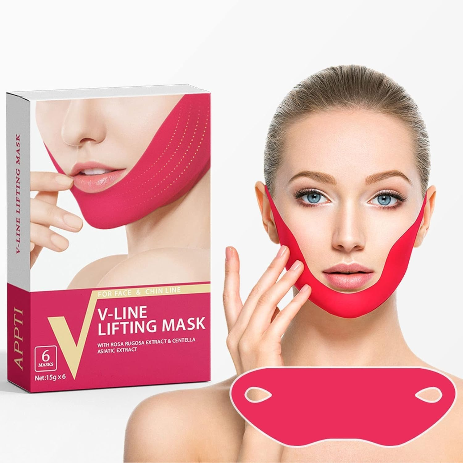 V Line Face Lifting Chin Mask, Tape for Tightening Skin and Double Chin Reduction Face Mask- Chin Strap Face Tape - 5 Pcs image number 3