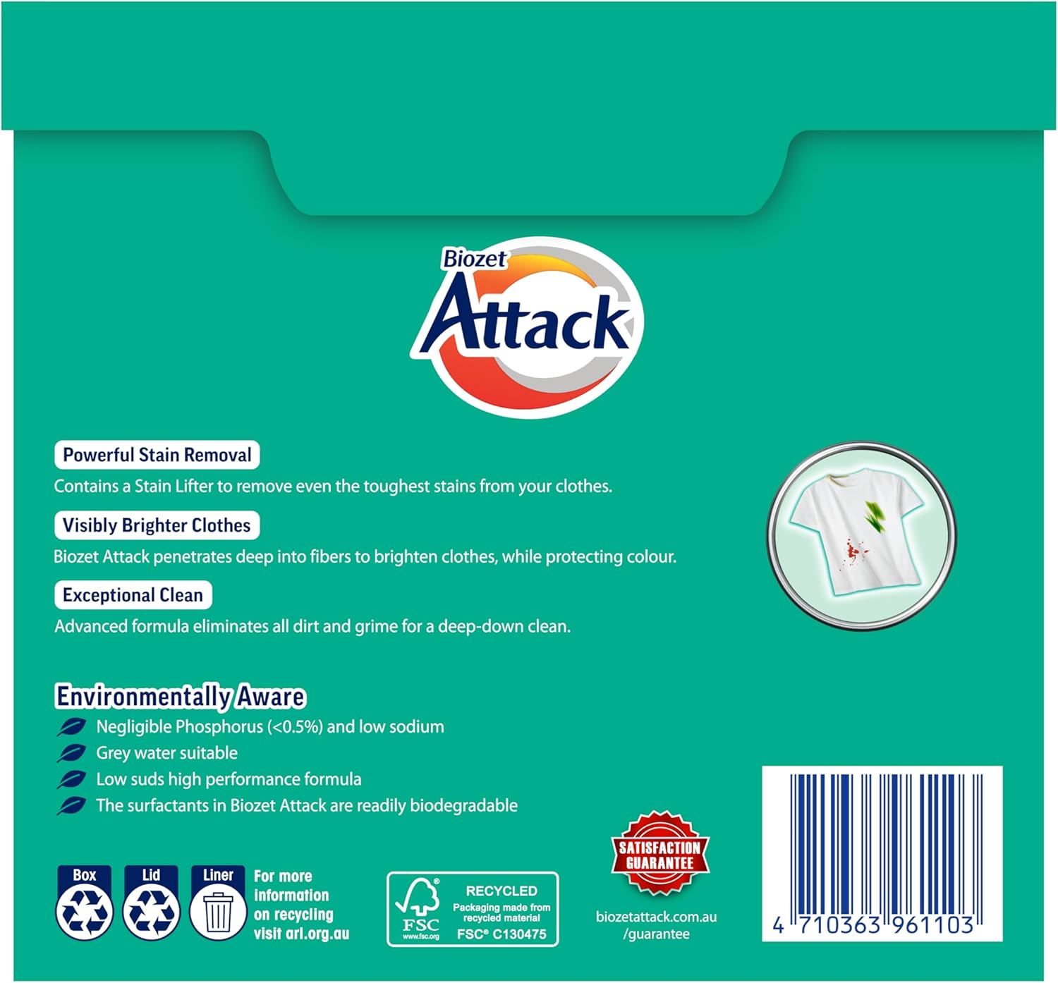 Biozet Attack Regular Laundry Powder Detergent, 2 Kilograms image number 5