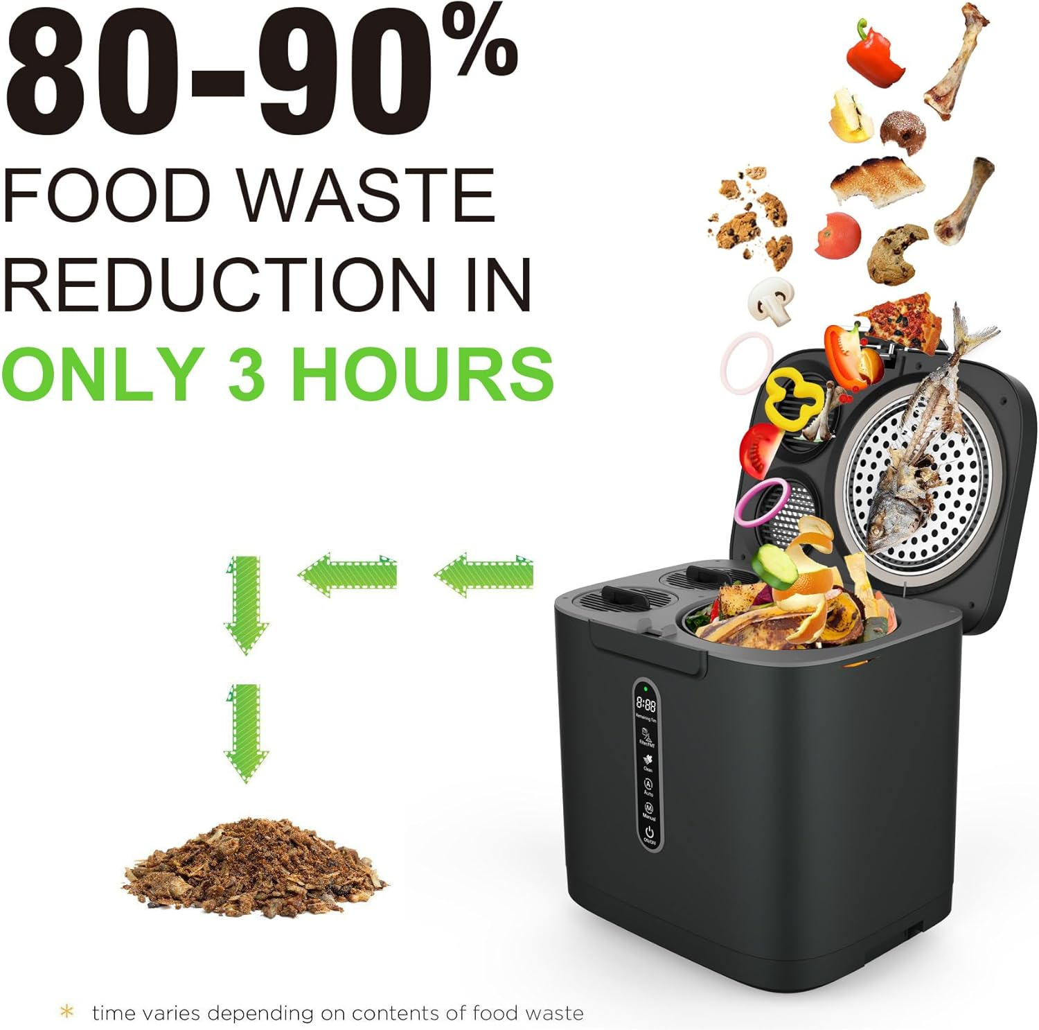 Healthy Choice Electric Food Waste Composter &ndash; 3.8L Kitchen Bin Reduces Waste by 90%, Odour-Free, Self-Cleaning, Touch Controls, Fast 3Hr Cycle, Charcoal Filter image number 2