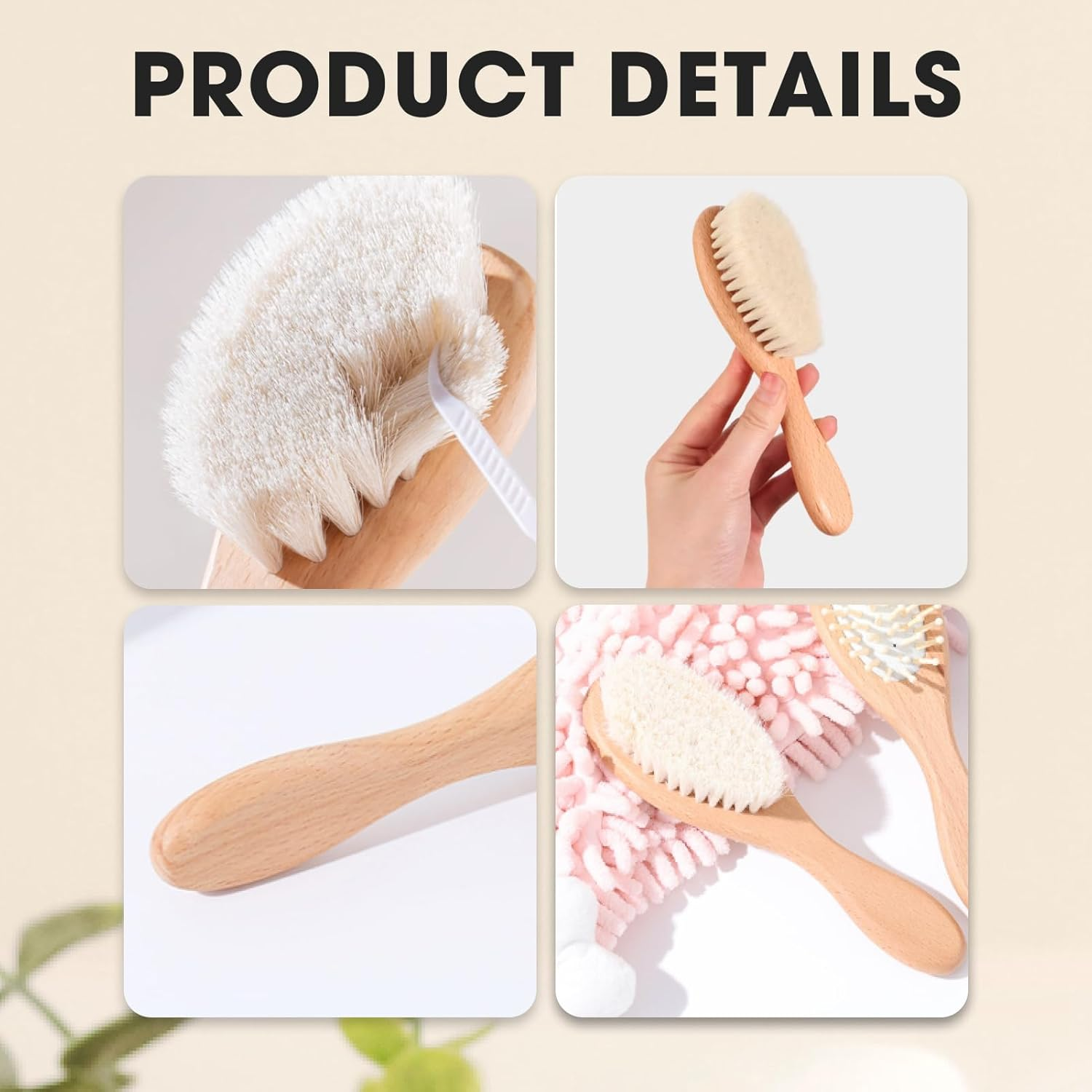 Premium Brush and Baby Comb Set for Newborns and Toddlers Natural Goat Hair Brushes Combs Handmade with Bamboo, Beech Wood, and Pear Wood Infant Hair Care Kit image number 3