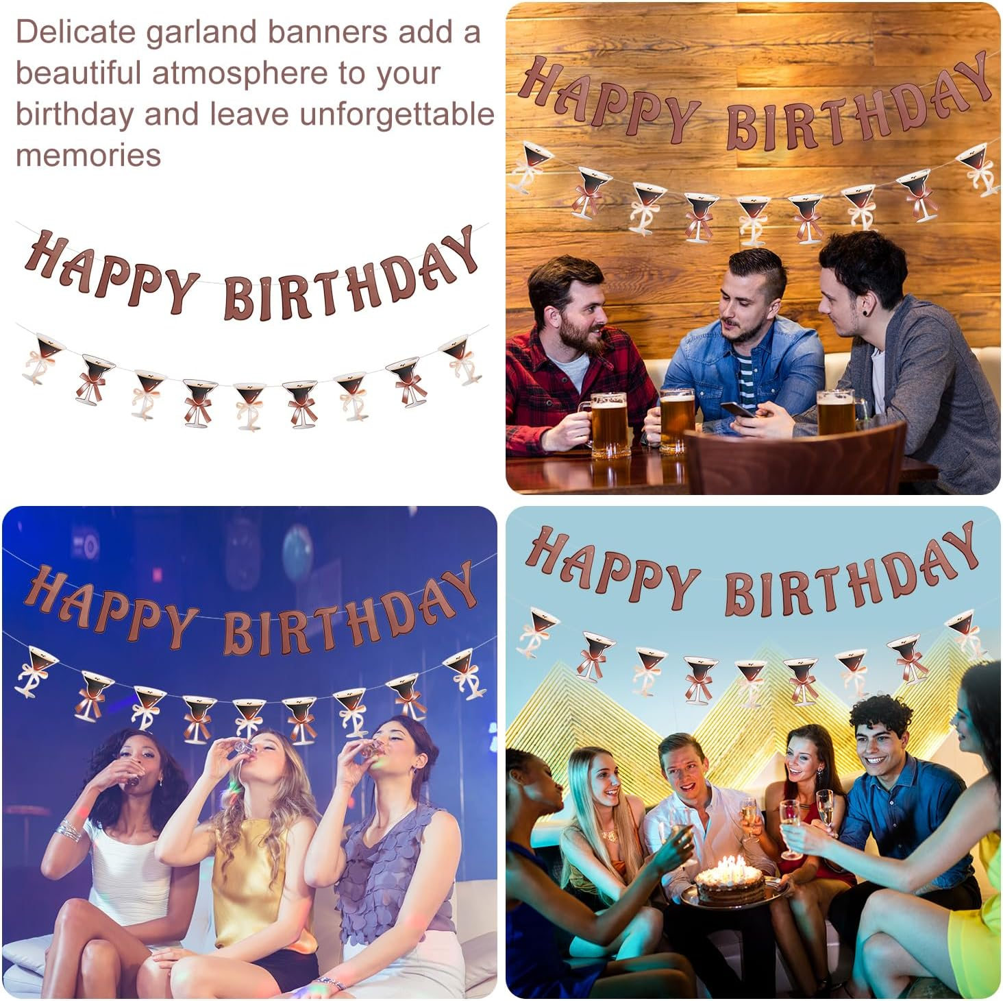 Tinoaly Espresso Martini Party Banner, Assorted Colors, Paper, Rectangular, Banners image number 3