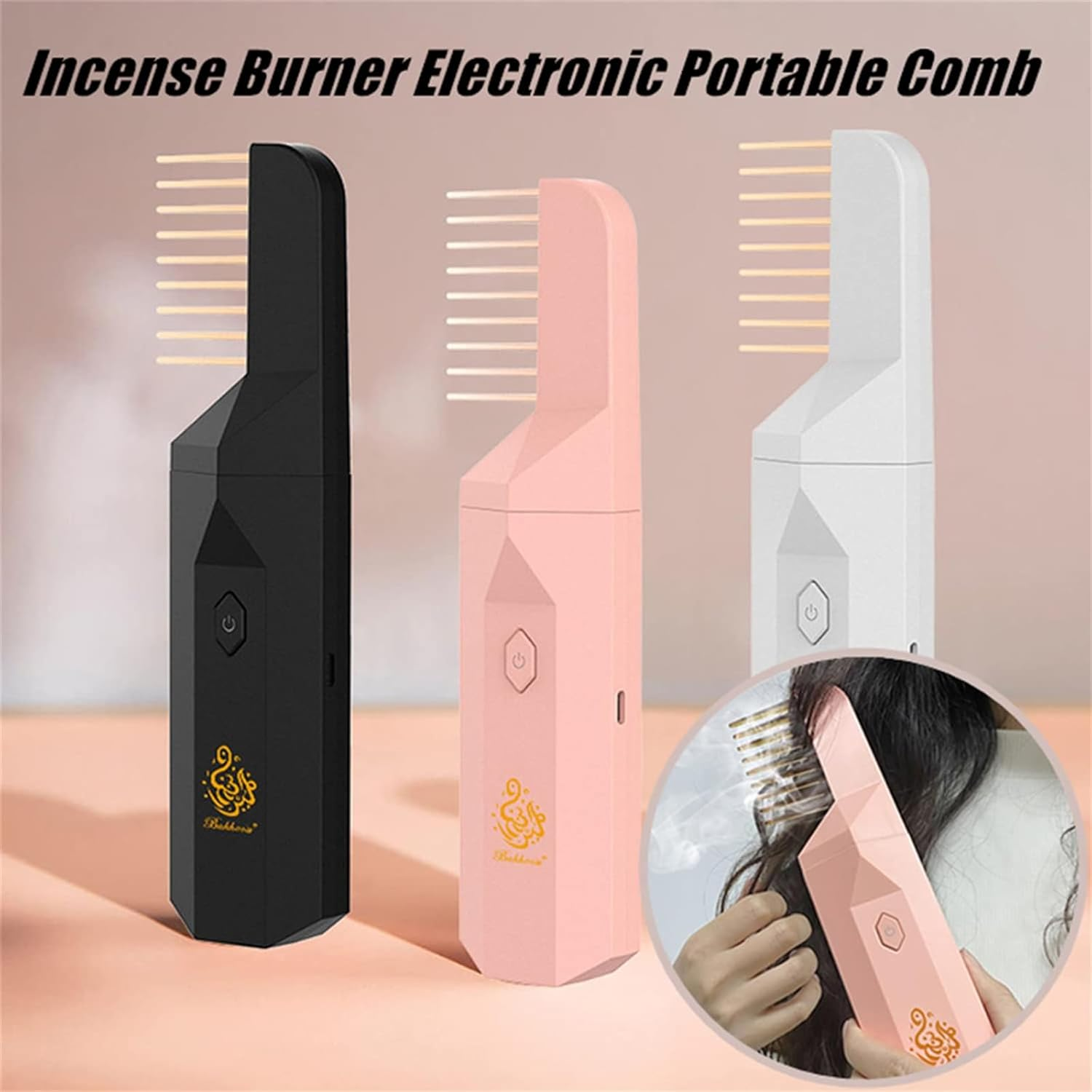Bakhoor Pro 2 in 1 Hair Diffuser, Bakhoor Burner, Bakhoor Hair Comb Diffuser, Hair Bakhoor Comb, Portable Arabian Rechargeable Electronic Incense Burner, Replaceable Comb Head