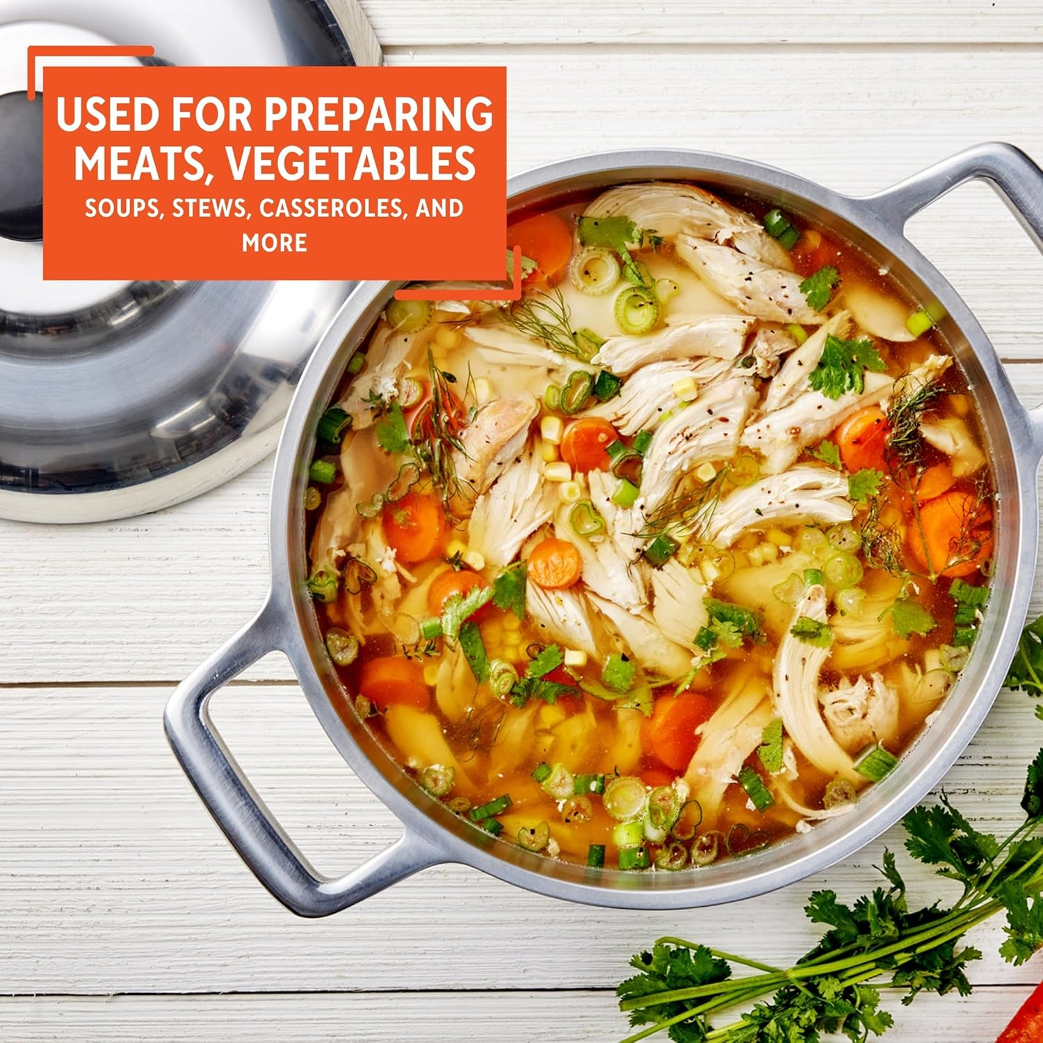 IMUSA USA 5.8 Quart Heavy Duty Cajun Cast Aluminum Dutch Oven with Lid, Silver, (IMU-89307) image number 4