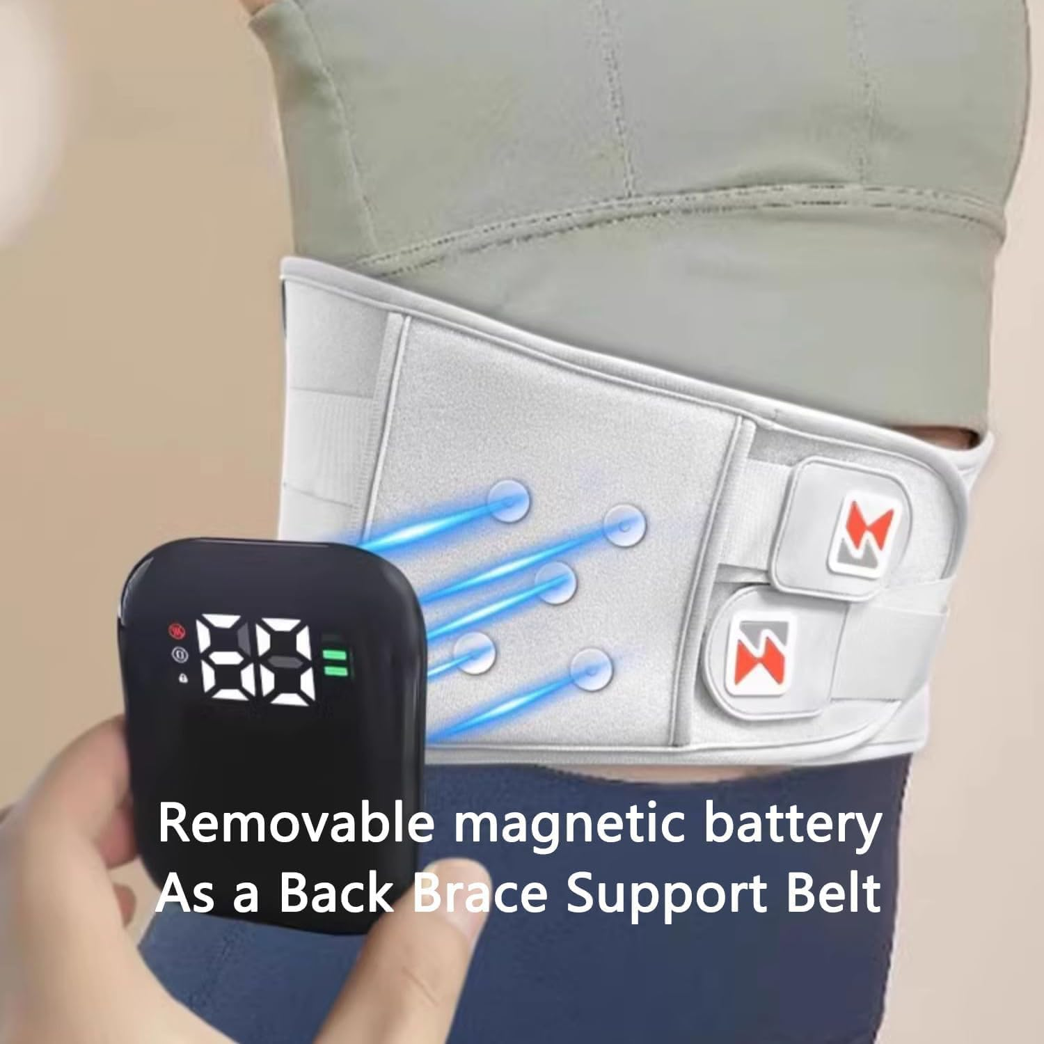 Cordless Portable Heating Pad for Back Pain Relief, 1800Mah Lower Back Massager with 5 Heat 3 Vibration, Lower Back Massager with Heat Wireless, Ideal Presents for Women and Men