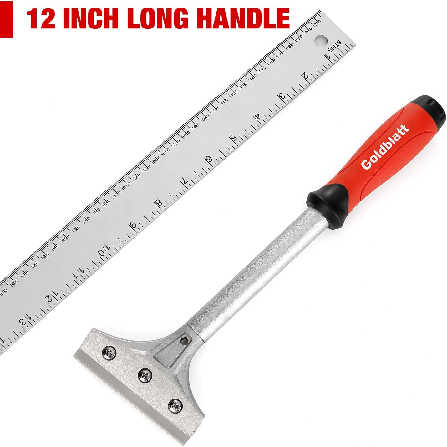 Goldblatt 2 Pieces Glass Scraper Set ​With 20-Piece Blades - 4 Inch Industrial Floor Scraper Tool with Long-Handle, Heavy Duty Razor Holder for Cleaning Caulk, Paint, Glue on Glass, Tiles, Walls image number 4