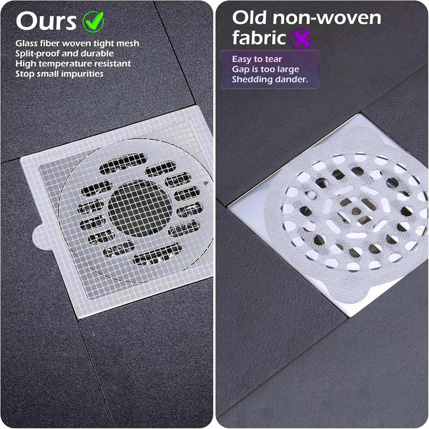 30 Pack Disposable Shower Drain Hair Trap, 12.7Cm Dual Ear Mesh Waterproof Adhesive Stickers for Shower Drain Bathroom Tub Tray Sink Laundry Floor Drain Balcony Filter, Square image number 2