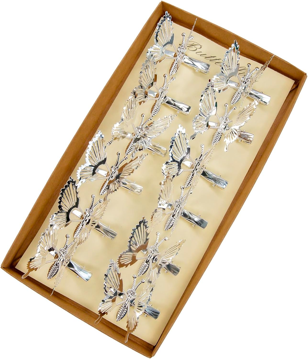 YCHTEWY 12 Pieces 3D Moving Butterfly Hair Clips Metal Gold Movable Wings Butterfly Hair Accessories Hair Clips for Women and Girls (A Silver)