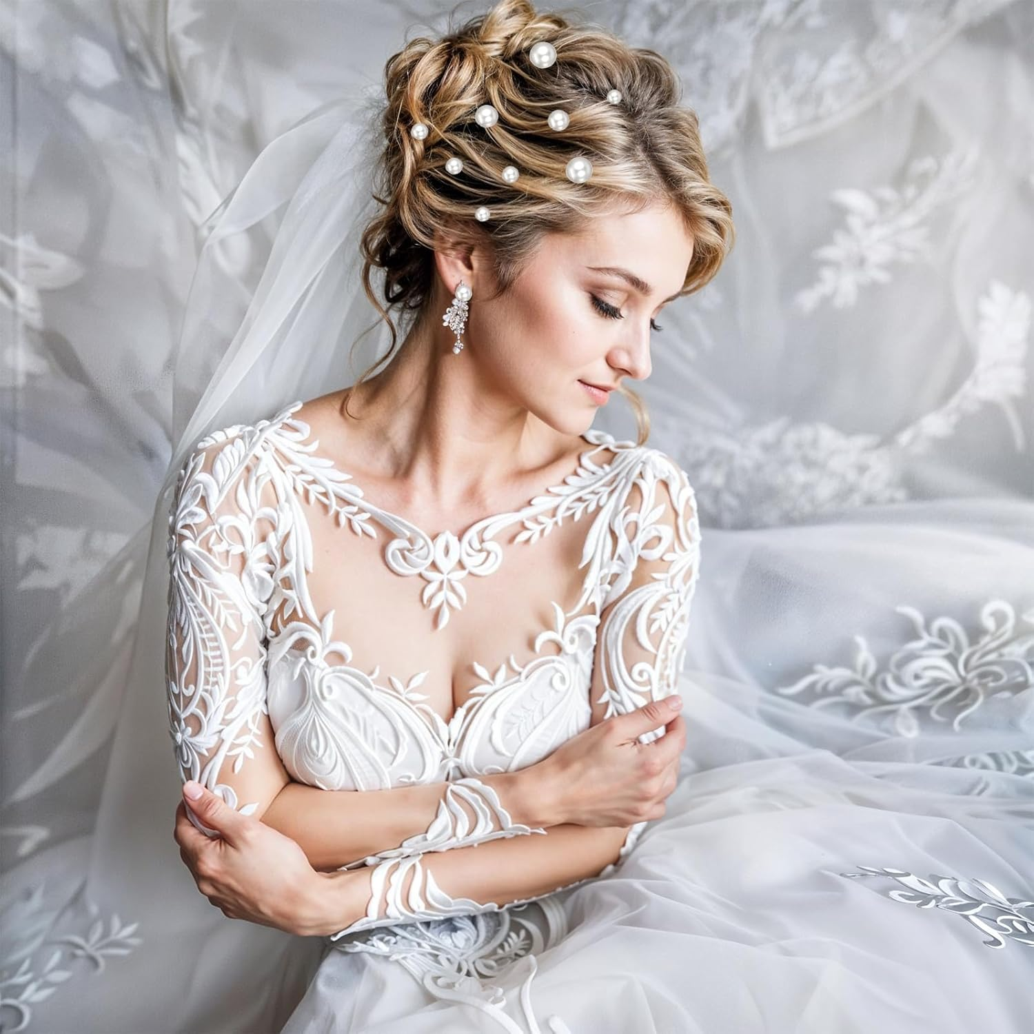 34 Pcs Wedding Pearl Hair Pins, Bridal Pearl Hair Accessories U Shape Barrette for Bride Bridesmaid Women Gold image number 6