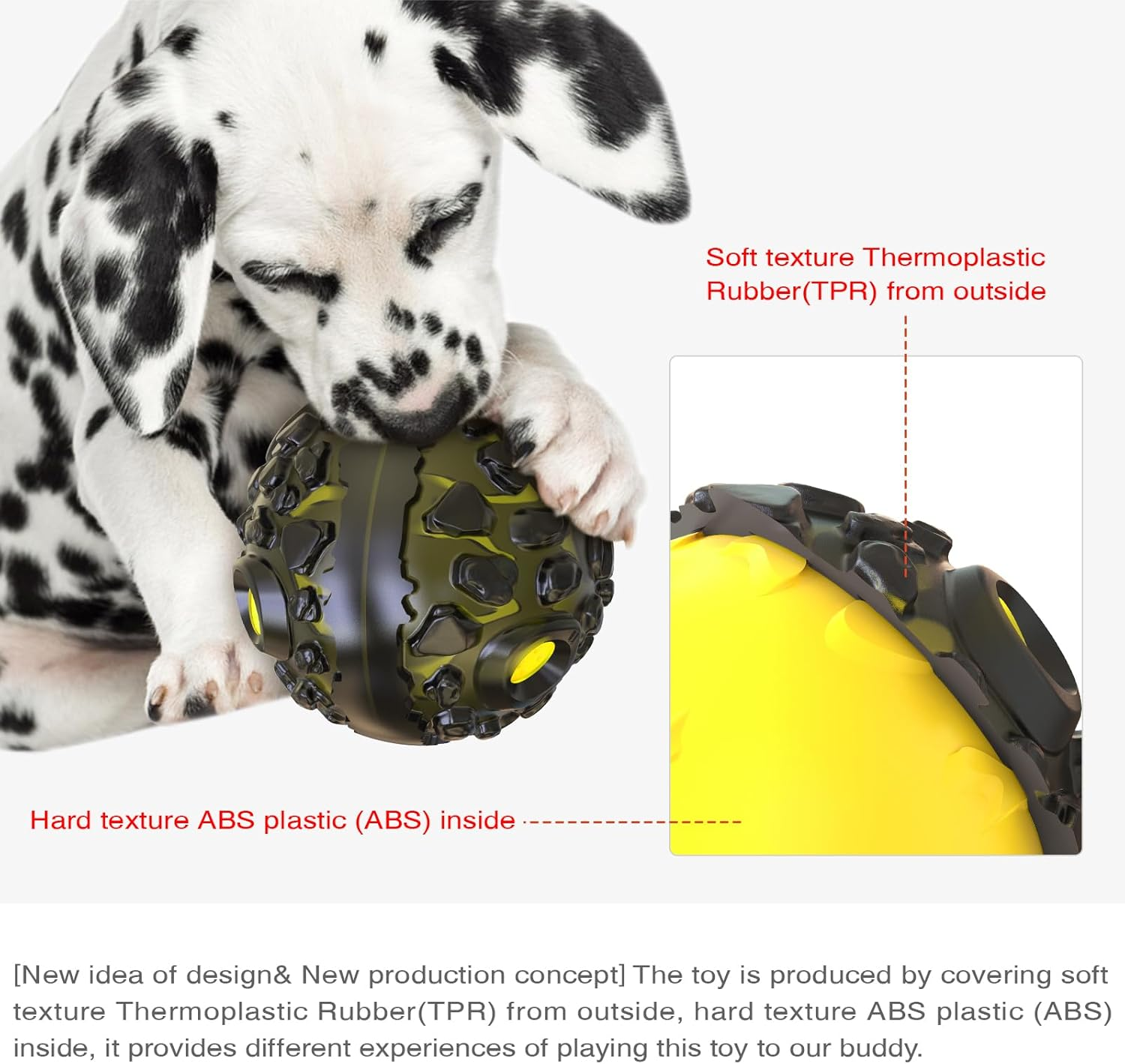 Indestructible Dog Chew Toy Ball for Aggressive Chewers &ndash; Durable & Interactive Dog Toy for Large & Small Dogs, Puppy Teething Toy, Long-Lasting & Fun (Black with Yellow) image number 6