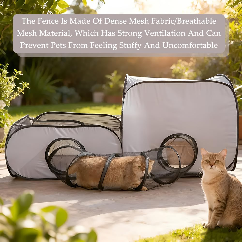 Pet Fences with Surround Tunnel, Foldable Portable Pet Fence Tent, Multifunctional Cat Fence Tent, Breathable Soft Edges for Indoor or Outdoor Use, Full Surround Design image number 5