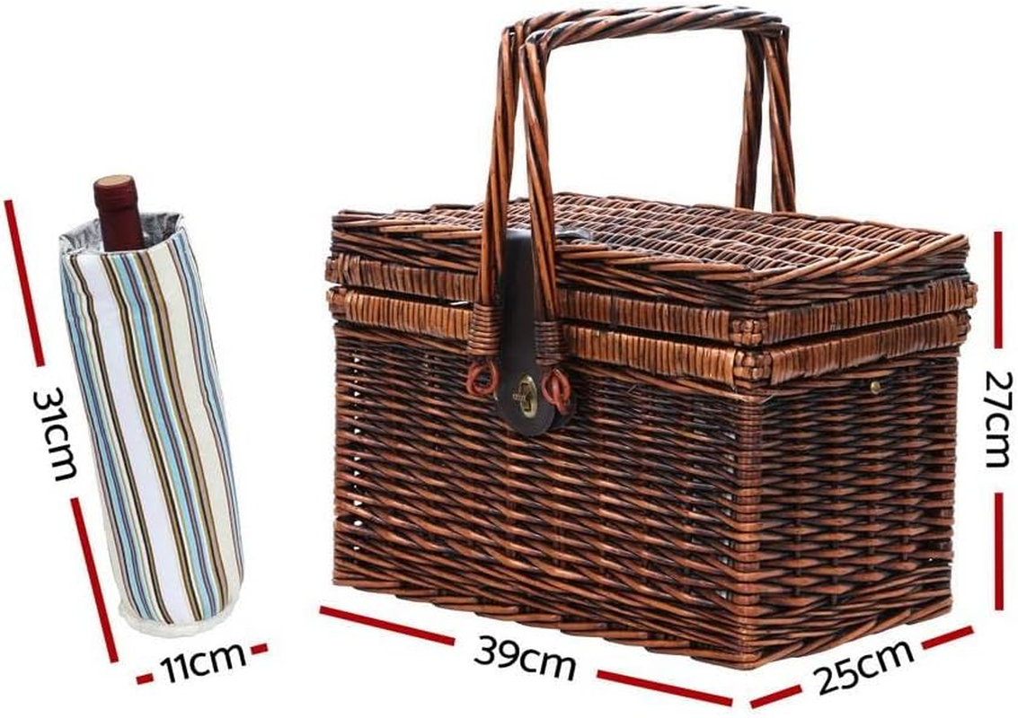 Alfresco Outdoor Insulated Liquor 4 Person Folding Deluxe Picnic Basket Set image number 1