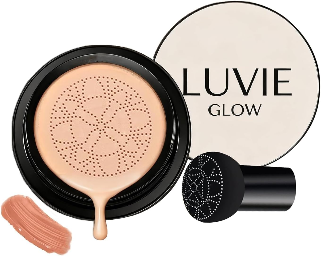 Luvie Glow Foundation Cushion, 2026 Upgrade Mushroom Head Air Cushion CC Cream, Moisturizing Concealer Brighten Long-Lasting for All Skin Types (Brunet Brown)