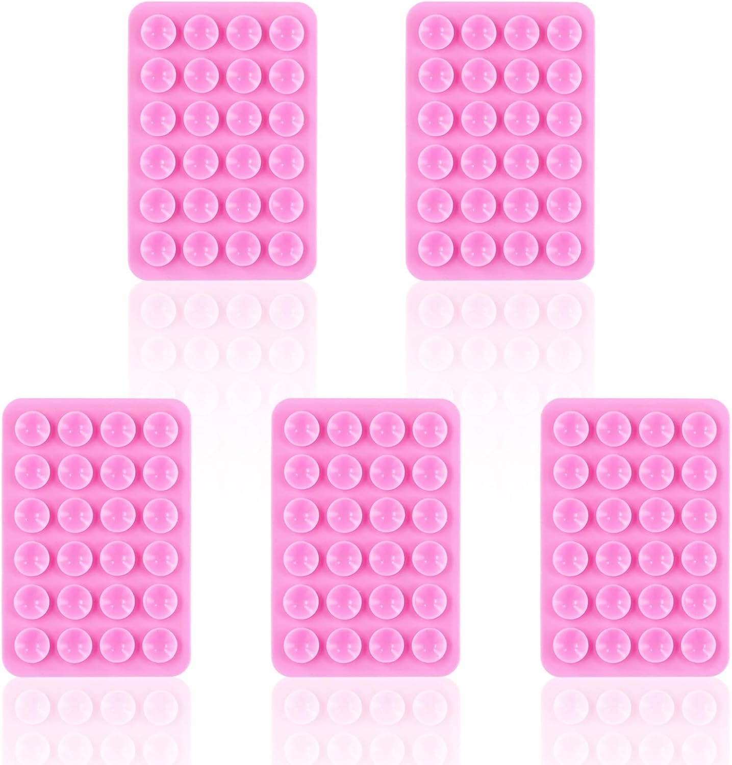 5Pcs Phone Suction Holder, Silicone Suction Phone Case Adhesive Mount with 24 Suction Cups Hands-Free Sticky Phone Grip Accessory for Selfies and Videos on Flat Surface (Pink) image number 6