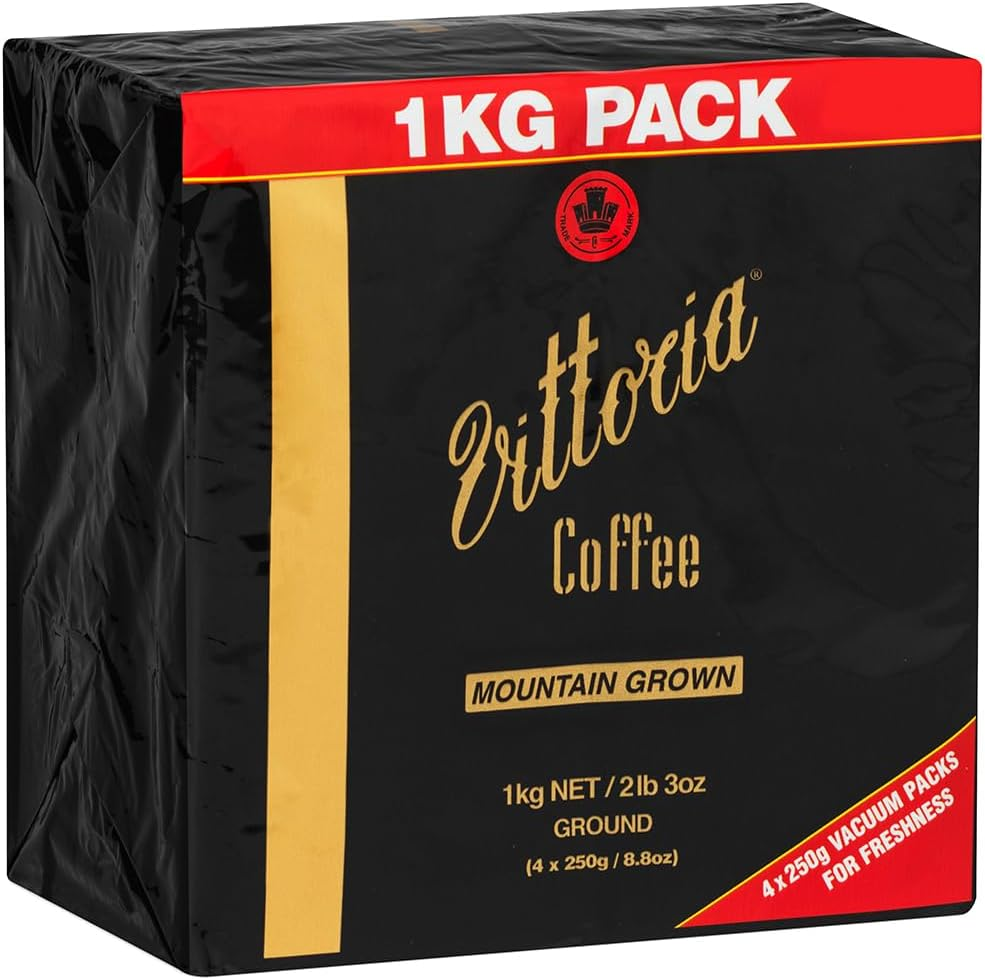 Vittoria Coffee Premium Mountain Grown Ground Coffee - 1Kg (4 X 250G). High Altitude Dark Roasted Coffee Beans, Perfect with Home Filter Machines, Pour Over, Chemex, Plungers. (Packaging May Vary) image number 2