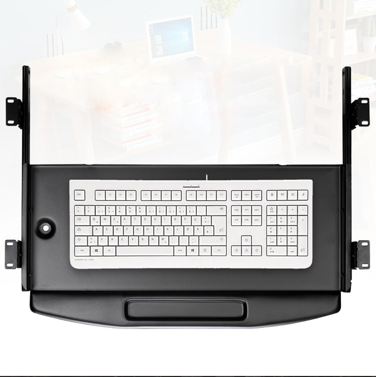 Meichoon Under-Desk Keyboard Tray All-Steel 18.9 * 7.9"/48 * 20Cm Panel Slideway Drawer Silent and Smooth Thick Rails Wear-Resistant Durable Home Office Black image number 5