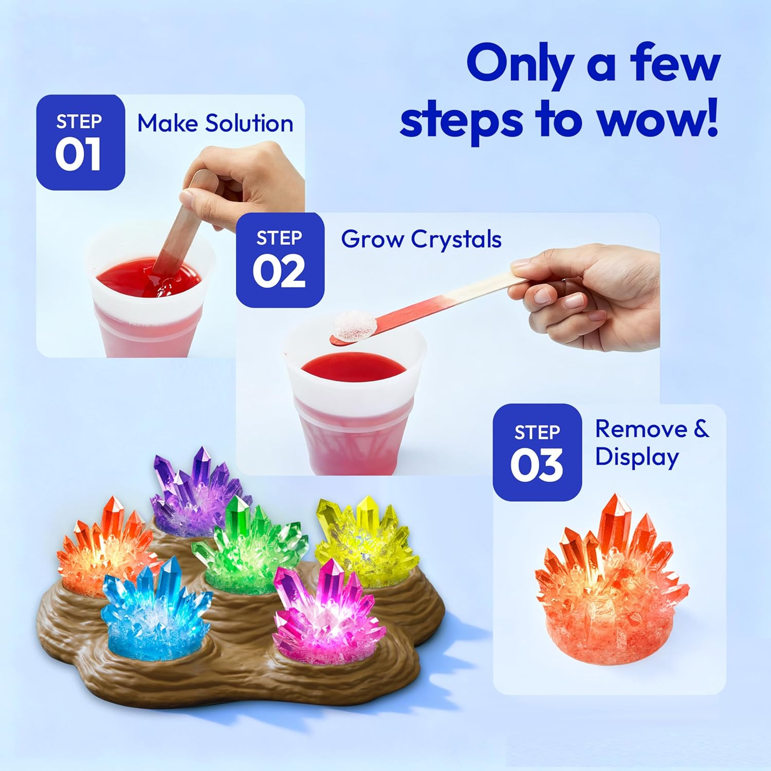 Klever Kits Crystal Growing Kit, Crystal Growing Gift, for Kids Aged 4+ image number 4