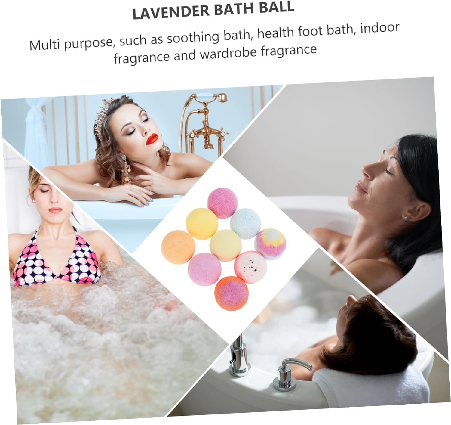 Essential Oils Bath Bombs Set 9Pcs 60G Each Dried Flowers Relaxing Bath Fizzing Balls for Spa and Relaxation