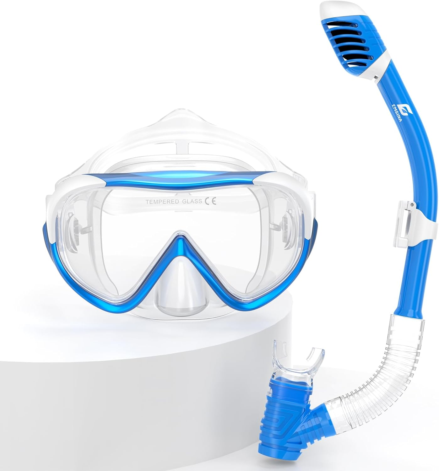 EMSINA Kids Diving Mask 180&deg; Panoramic Swim Mask Anti-Fog Child Swim Goggles Tempered Glass Swimming Goggles with Nose Cover for 4-16 Kids, Youth