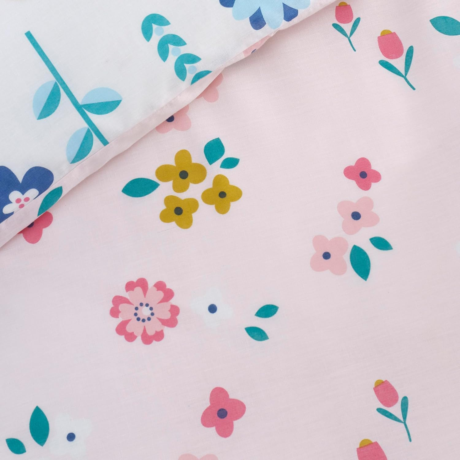 Happy Linen Company Girls Boys Kids Flower Garden Butterflies Multicolour Double Reversible Soft Easy Care Bed Linen Duvet Cover Quilt Bedding Set with Pillow Cases image number 4