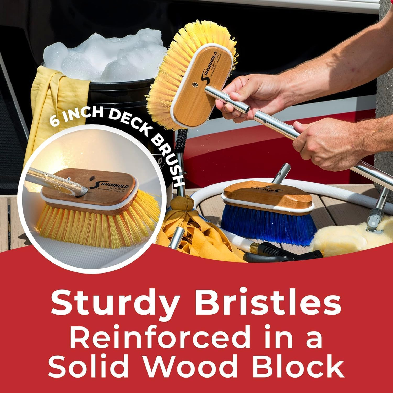 Shurhold 960 6" Deck Brush with Soft Yellow Polystyrene Bristles image number 6