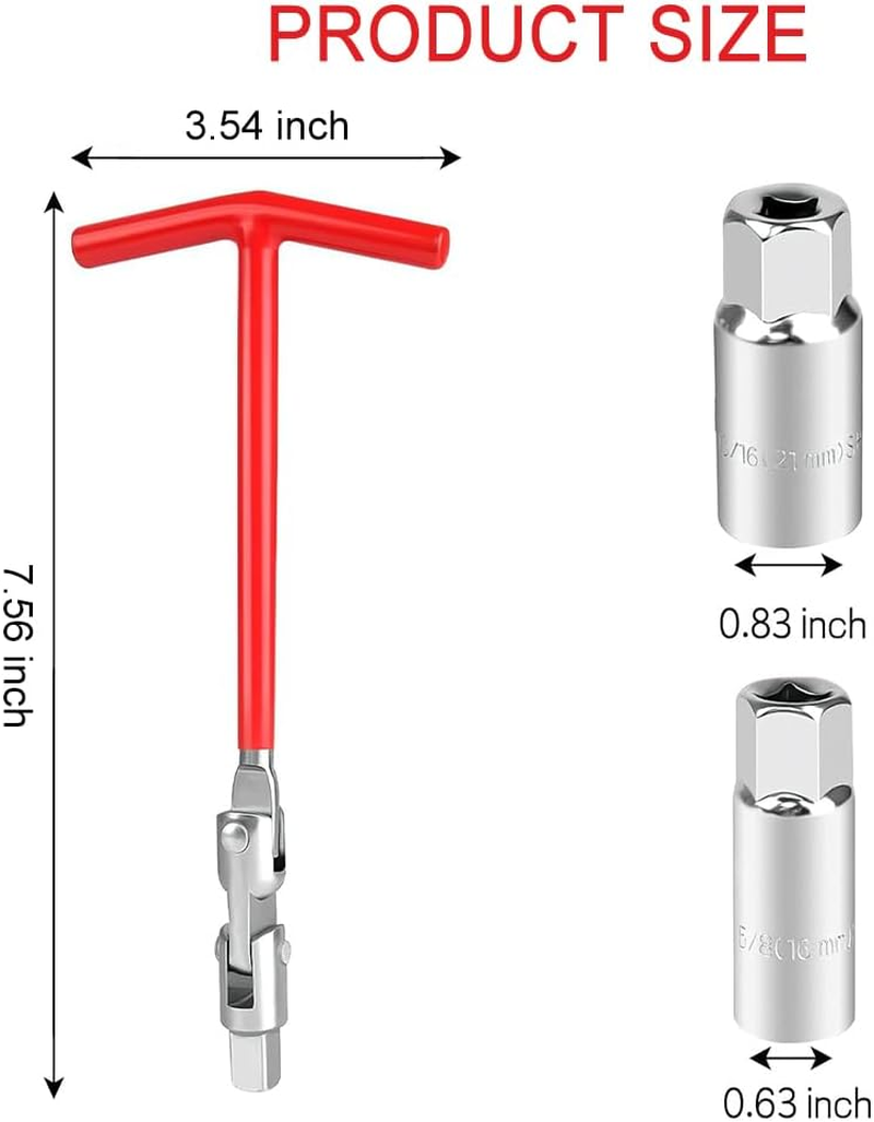 Spark Plug Socket Wrench T-Handle 5/8 Inch (16 Mm) and 13/16 Inch (21 Mm) Installer Tool, Universal Spark Plug Remover Tool,Suitable for Lawn Mowers, Motorcycles, Small Motor Vehicles image number 5