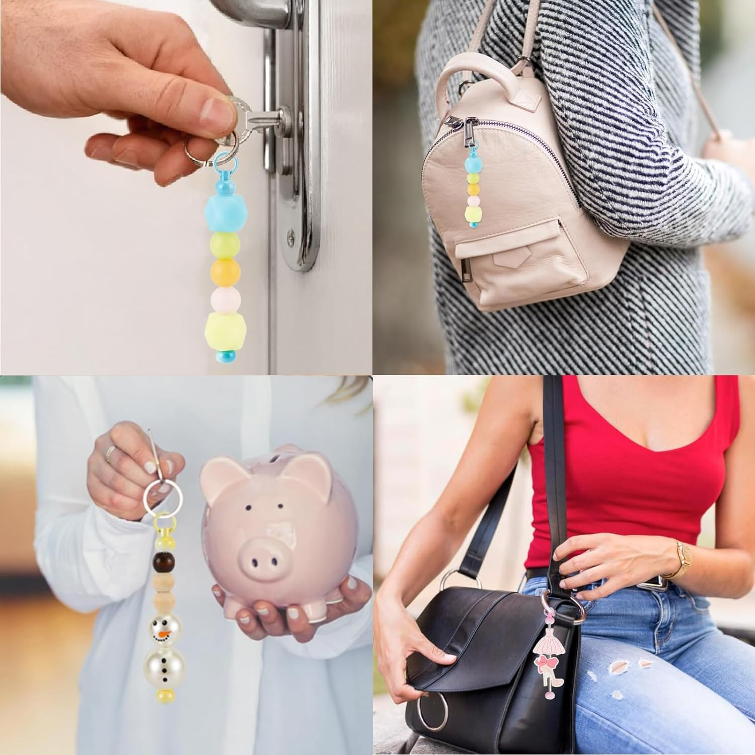 Taicols 30 Pcs Beadable Keychain Bars Beadable Blanks DIY Bead Kit Accessories Metal Bead Keychain Bar Link Detachable Key Chain for DIY Craft Making Gift Accessories image number 4