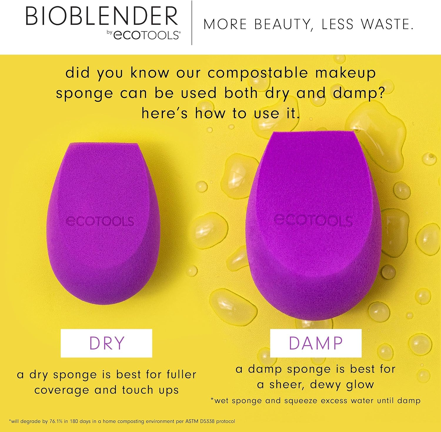 Eco Tools Bioblender by Makeup Sponge for Liquid and Cream Make-Up, Purple, Single Pack, 3175