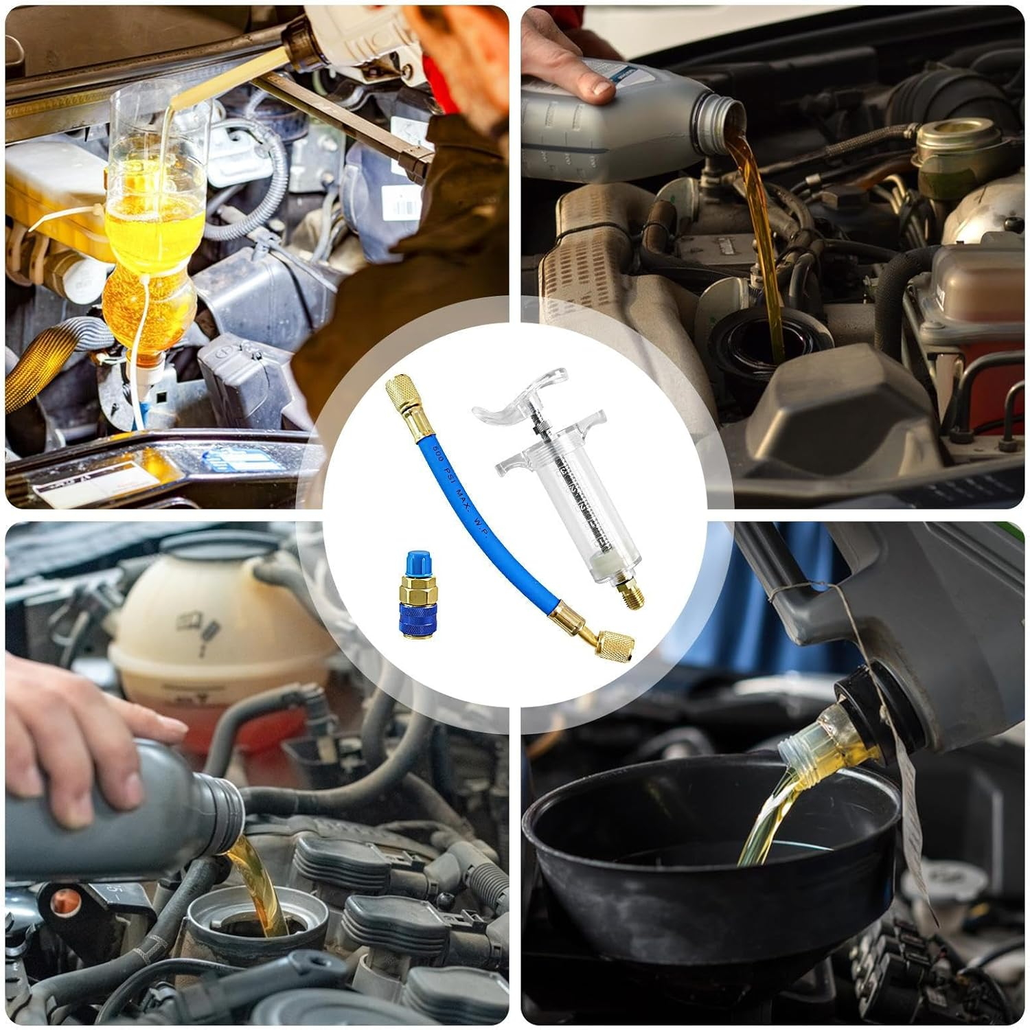 Aebtoe AC Oil Injector,Automobile Refrigeration Oil Filler - Pressure Resistant Refrigeration Liquid Injector for RV, Automotive, Truck, Workshop, Industrial, Garage