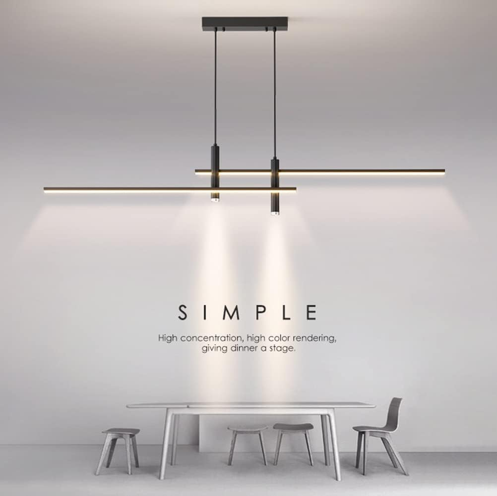 BAMDECOR A033 Modern Linear LED Pendant Light Adjustable 3 Color Dimmable Remote Control for Dining Bar Living Room 120Cm image number 6