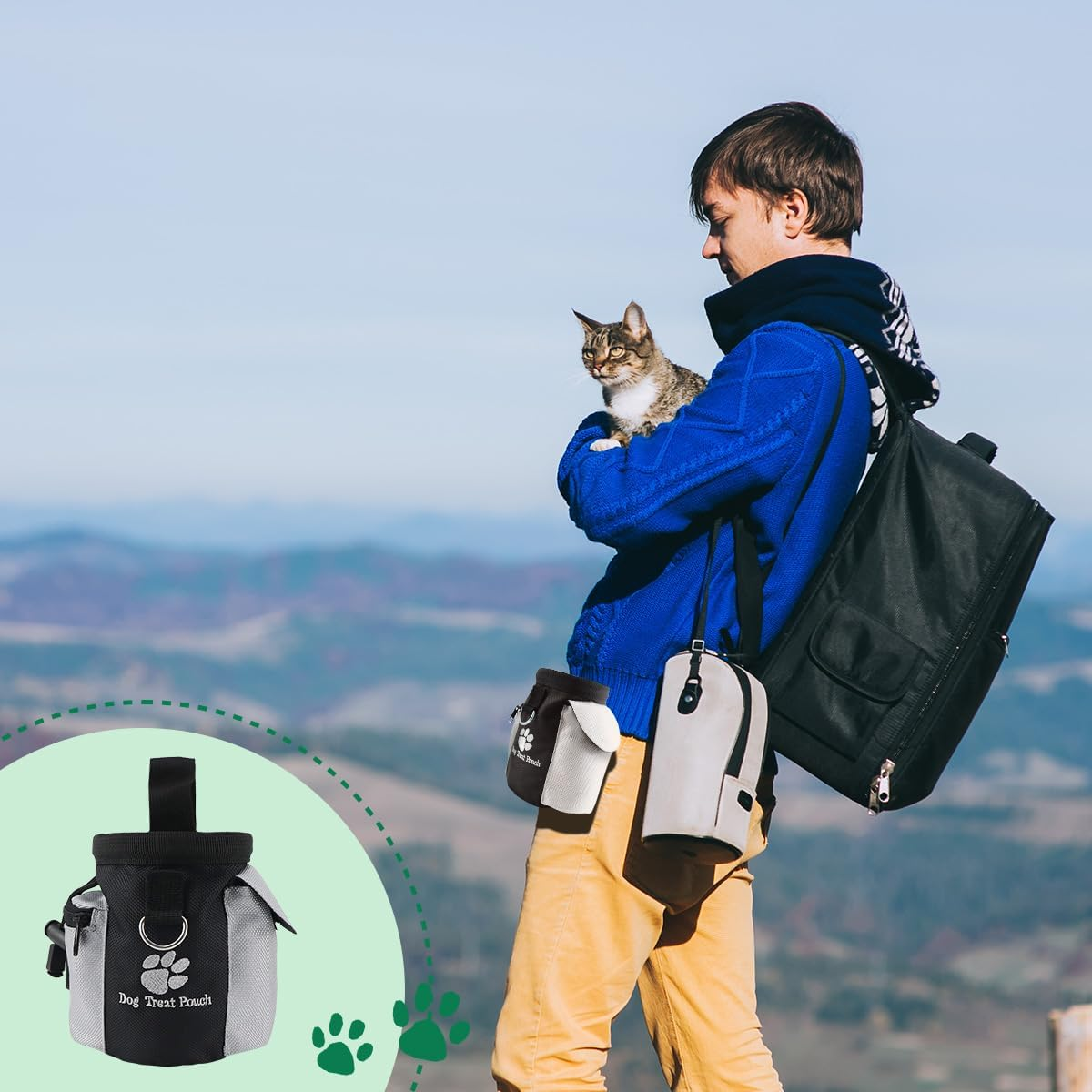 FERCAISH Treat Bag for Dogs, Food Bag for Dogs, Dog Training Oxford Bag, Hands-Free Dog Training Bag, Clicker Dog Treat Bag with Built-In Waste Bag Dispenser image number 5