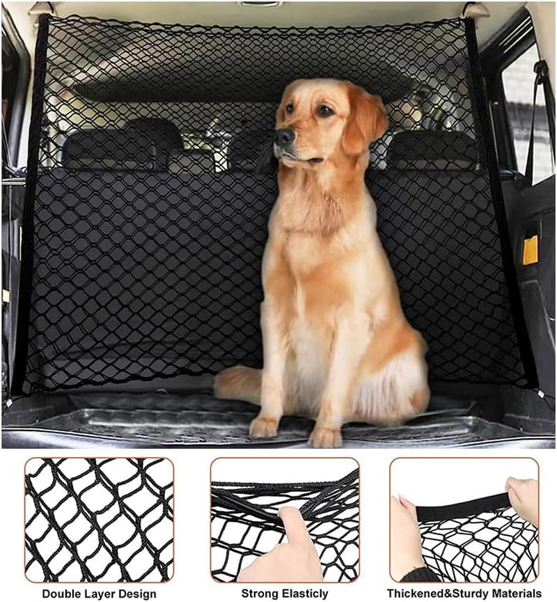 Dog Car Net Barrier for Suv,Pet Car Divider Back Seat Barrier Net,Dog Car Net Barrier,Pet Dog Net Vehicle Barriers,Dual-Layer Pet Barrier Net for Trucks, SUV, Vans, Car Net Organizer Storage Bag