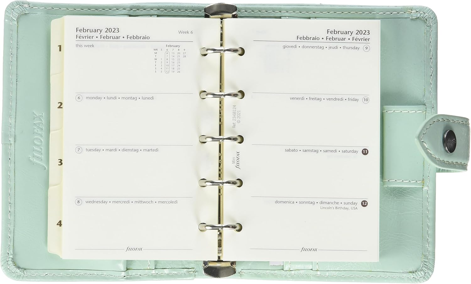 Filofax Malden Mini Organiser, Duck Egg image number 6