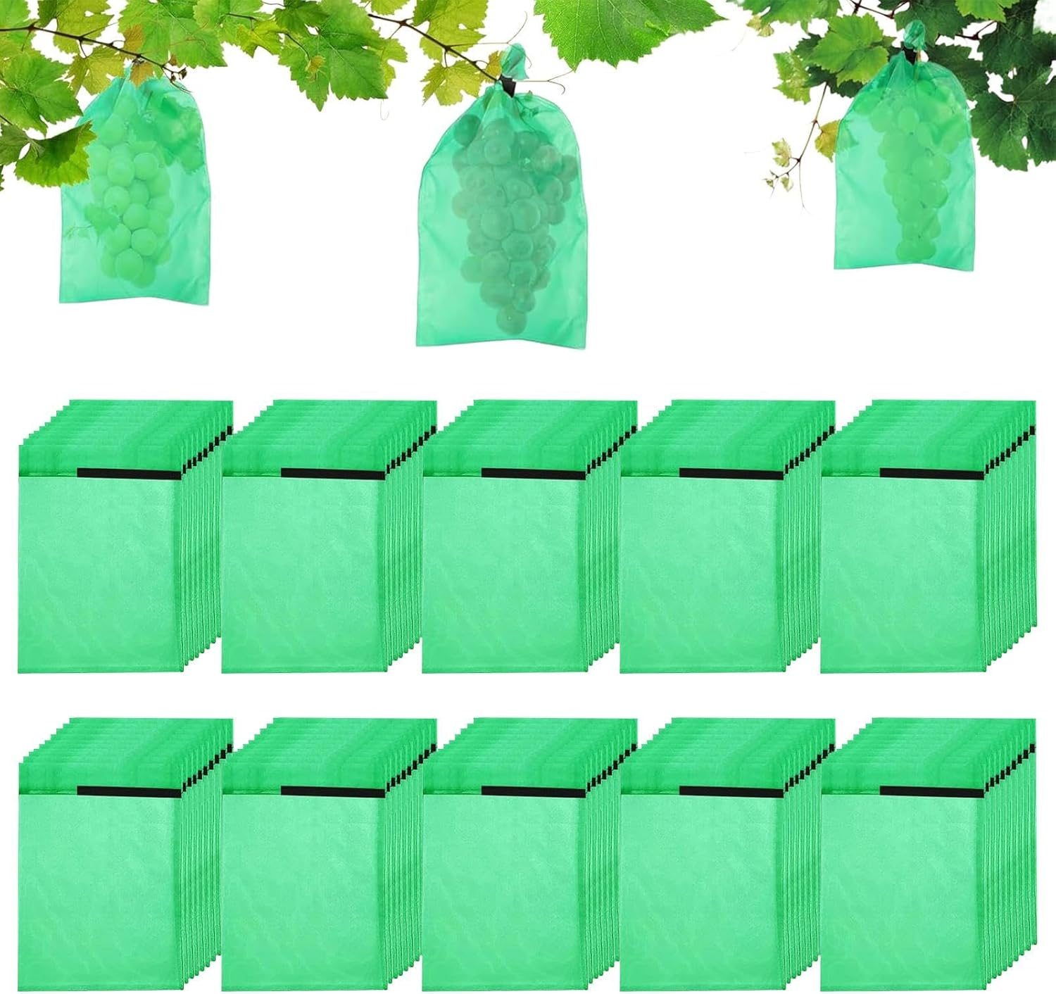 Grape Protection Bag | Non-Woven Mango Protective Bags with Drawstring | Gardening Supplies, Tear-Resistant Mesh Fruit Barrier for Protecting Veggies Vegetables Tomato Flower Mango image number 1