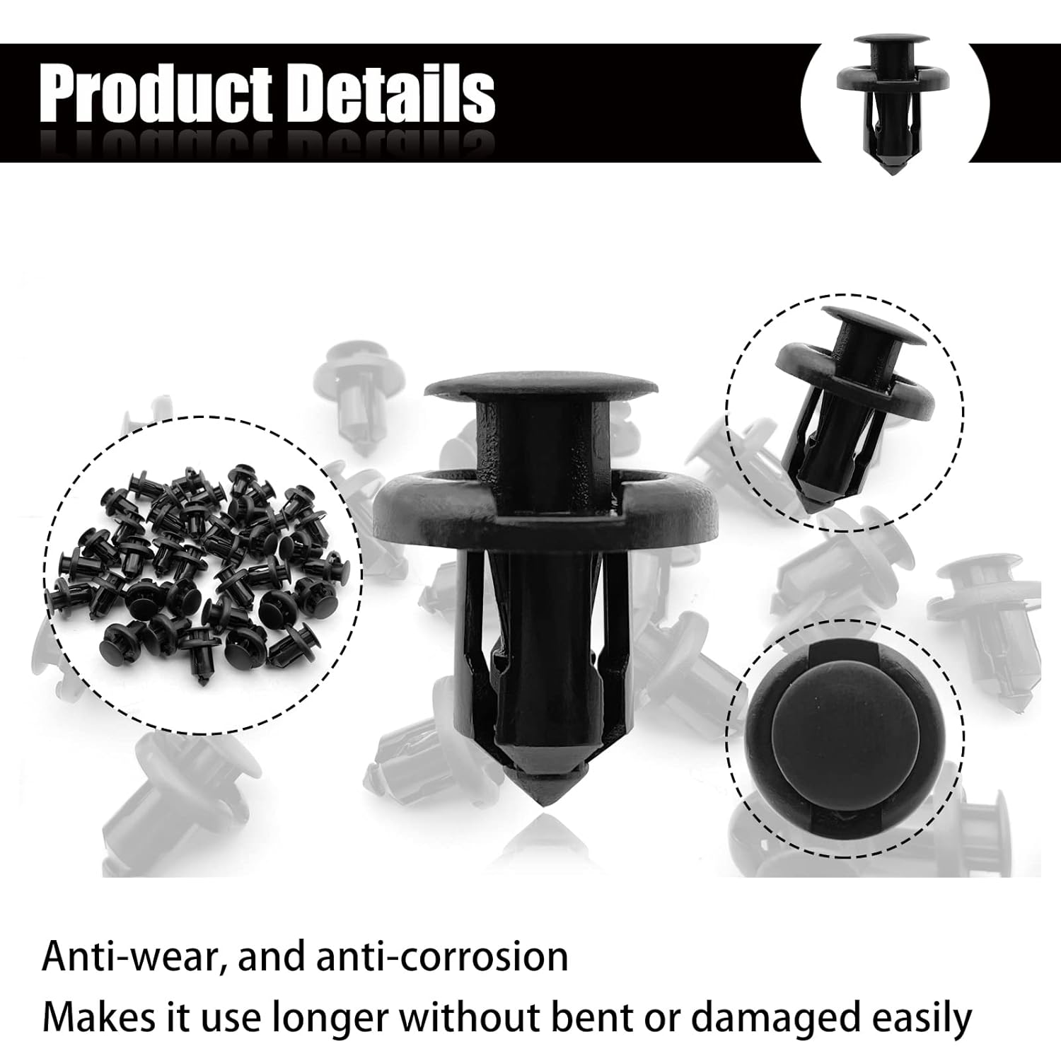 20Pcs Front Bumper Push-Type Retainer Clips, 10Mm Fender Liner Clip Compatible with Honda CR-V Accord Civic Acura 91503-SZ3-003 Nylon Clip Fasteners Pin Screws image number 4