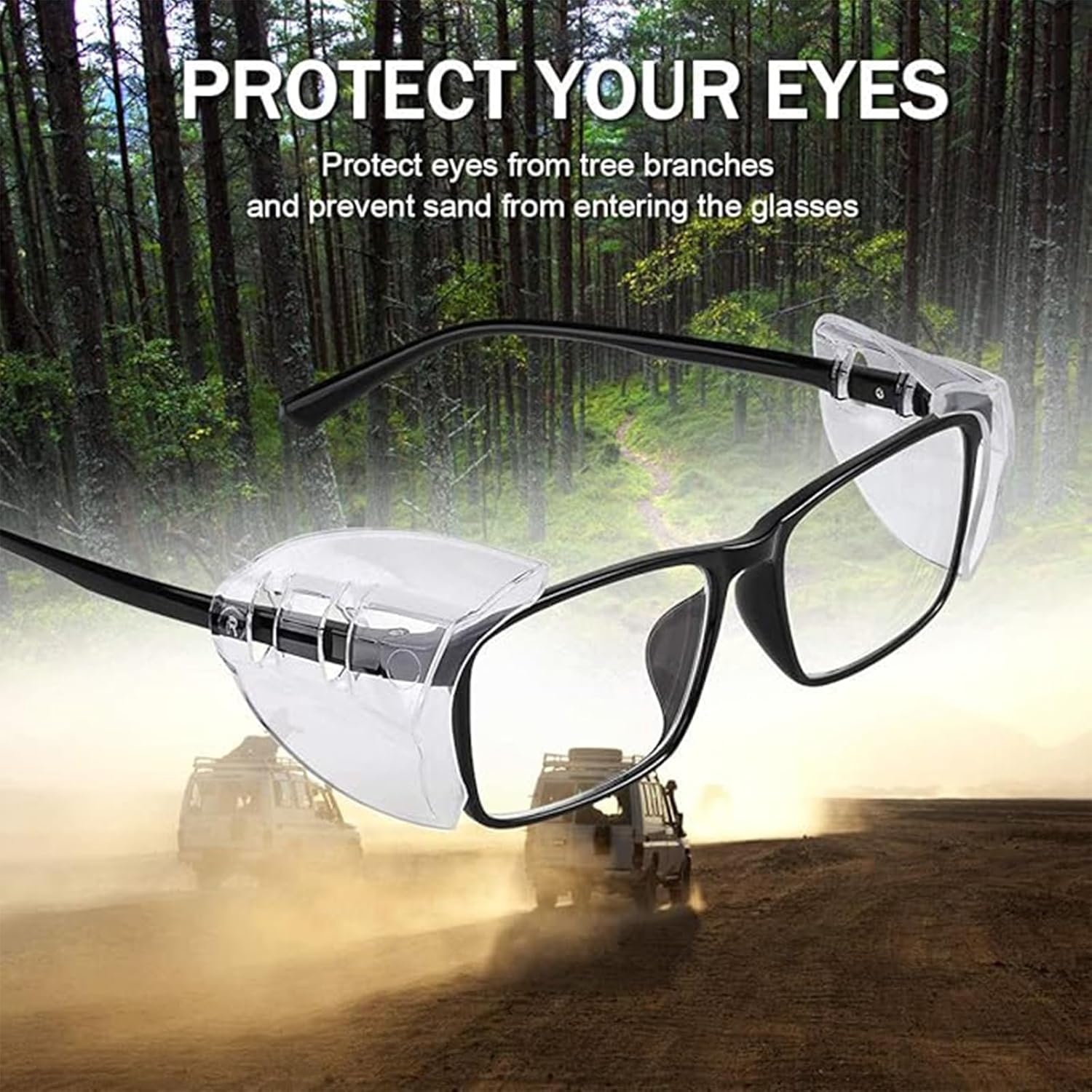 Mizoxy 2 Pairs Safety Eyeglass Side Shields, Slip-On Clear Protection for  Glasses, Fits Small to Medium Eyewear for Added Safety image number 4