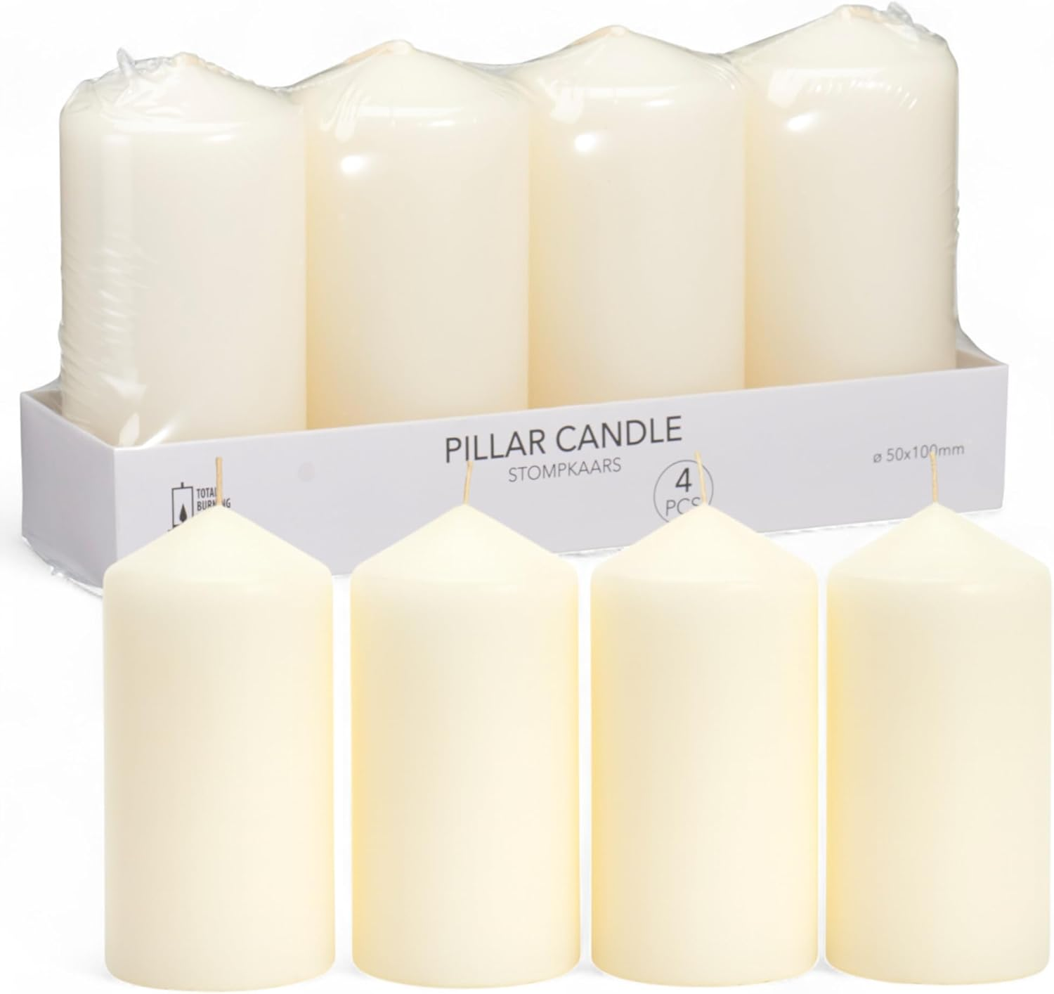 MIJOMA Pillar Candles Set of 4 - High-Quality Coloured Candles for Advent Wreath and Christmas Decoration - Odourless & Low Soot (Red, 7 X 15 Cm) image number 2