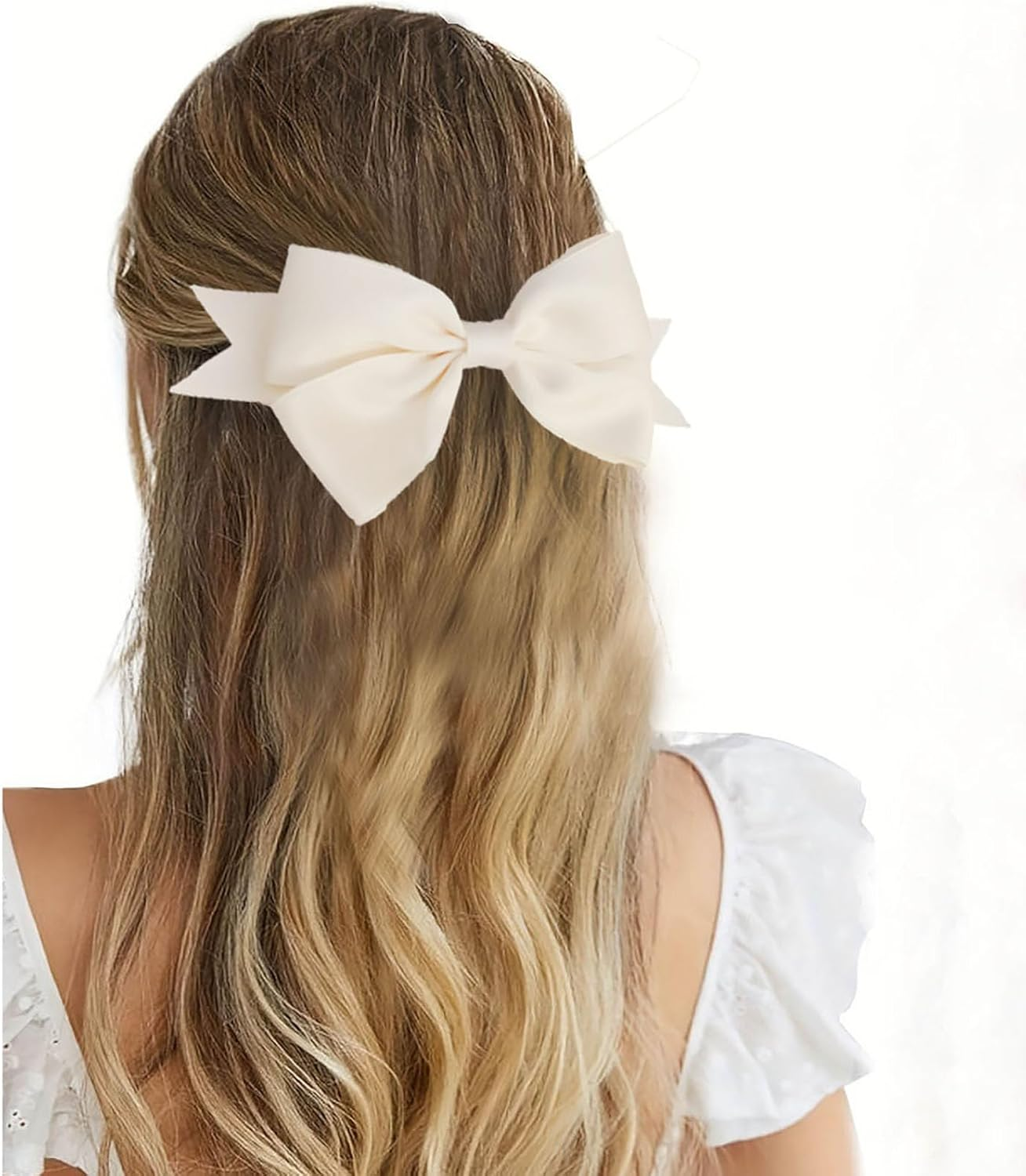 White Hair Bows for Women Bow Hair Clips Silky Satin Bow Clips Cute Hair Bow Clips French Hair Band Bow Wedding Bow Hair Bow Barrette Bowknot Hair Accessories Pink Red image number 1