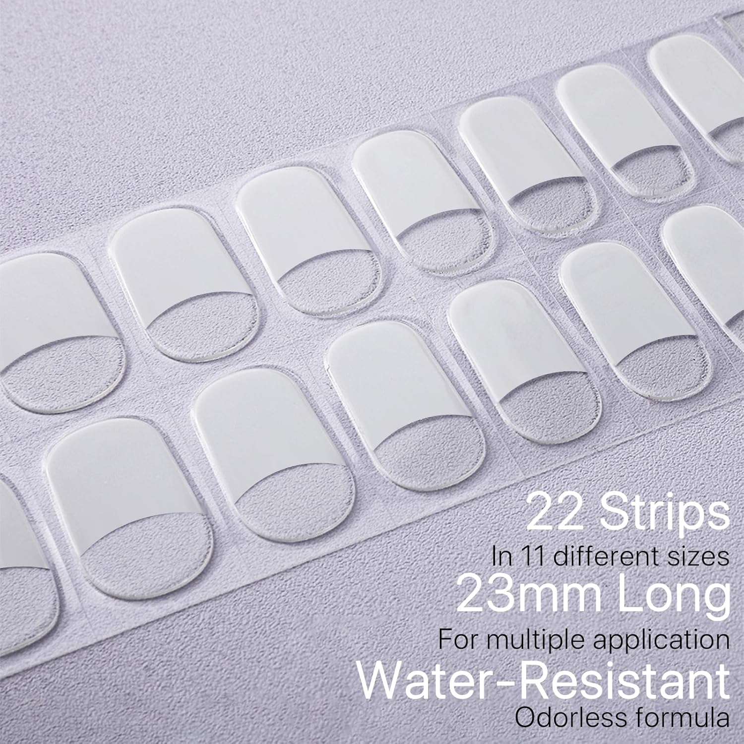 Wowled 22 Pcs Semi Cured Gel Nail Strips, Soft Self-Adhesive Full Gel Nail Wraps, UV Lamp Cured Nail Art Manicure Tool (White French) image number 4
