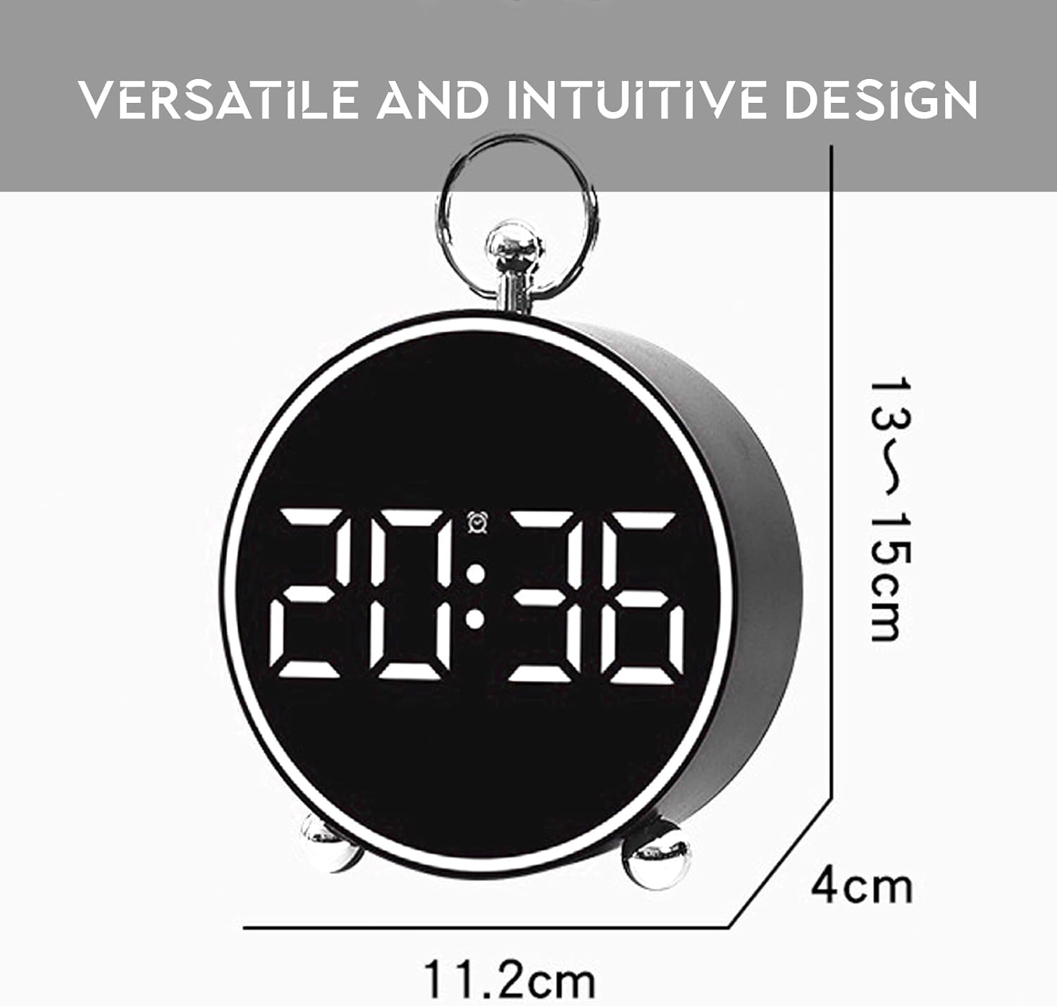 Bay Breeze Vintage round Digital Clock for Bedroom, Home Alarm Clock for Kids and Adults, Traditional Design (Retro Black) image number 2